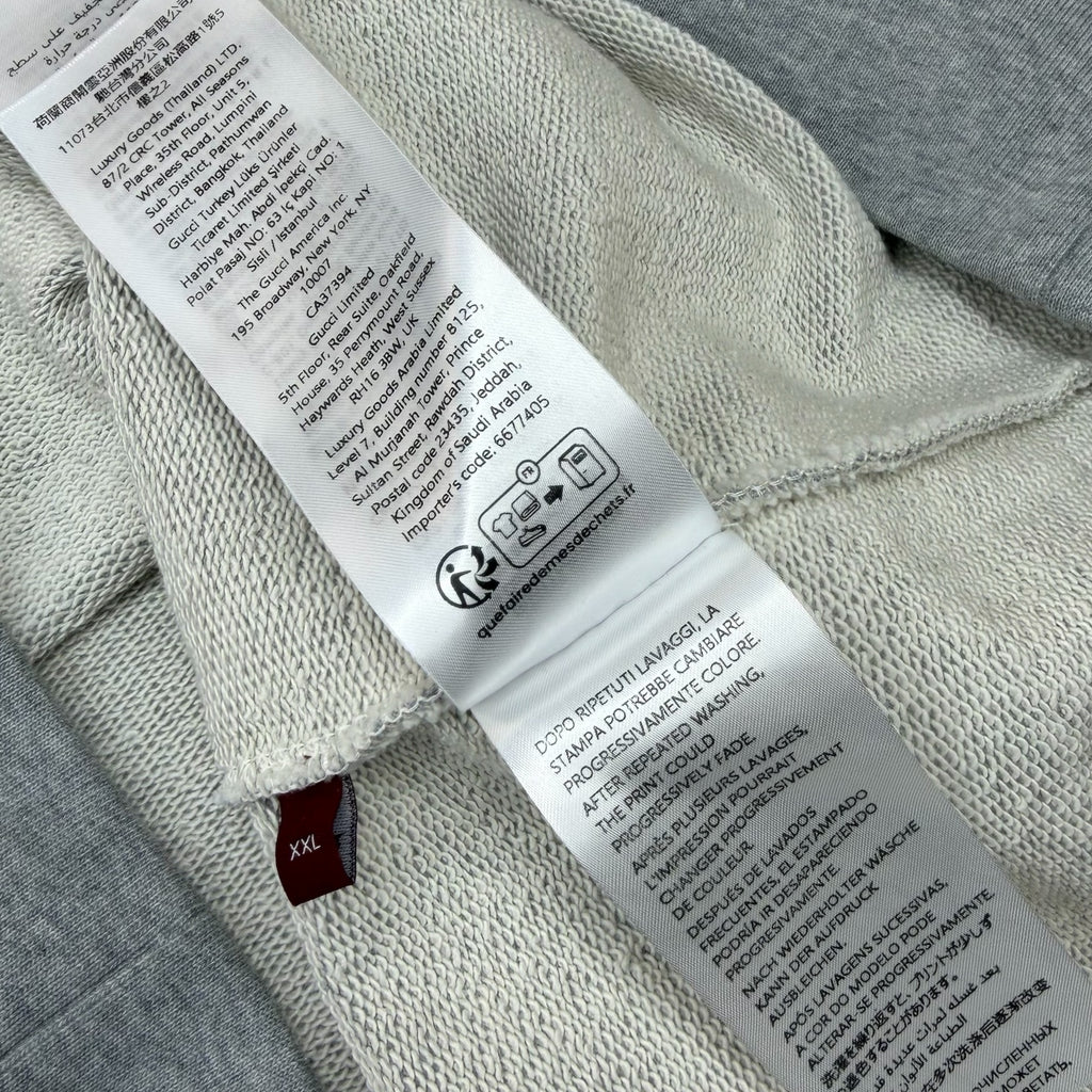 Gucci Logo Print Grey Cotton Hoodie XXL