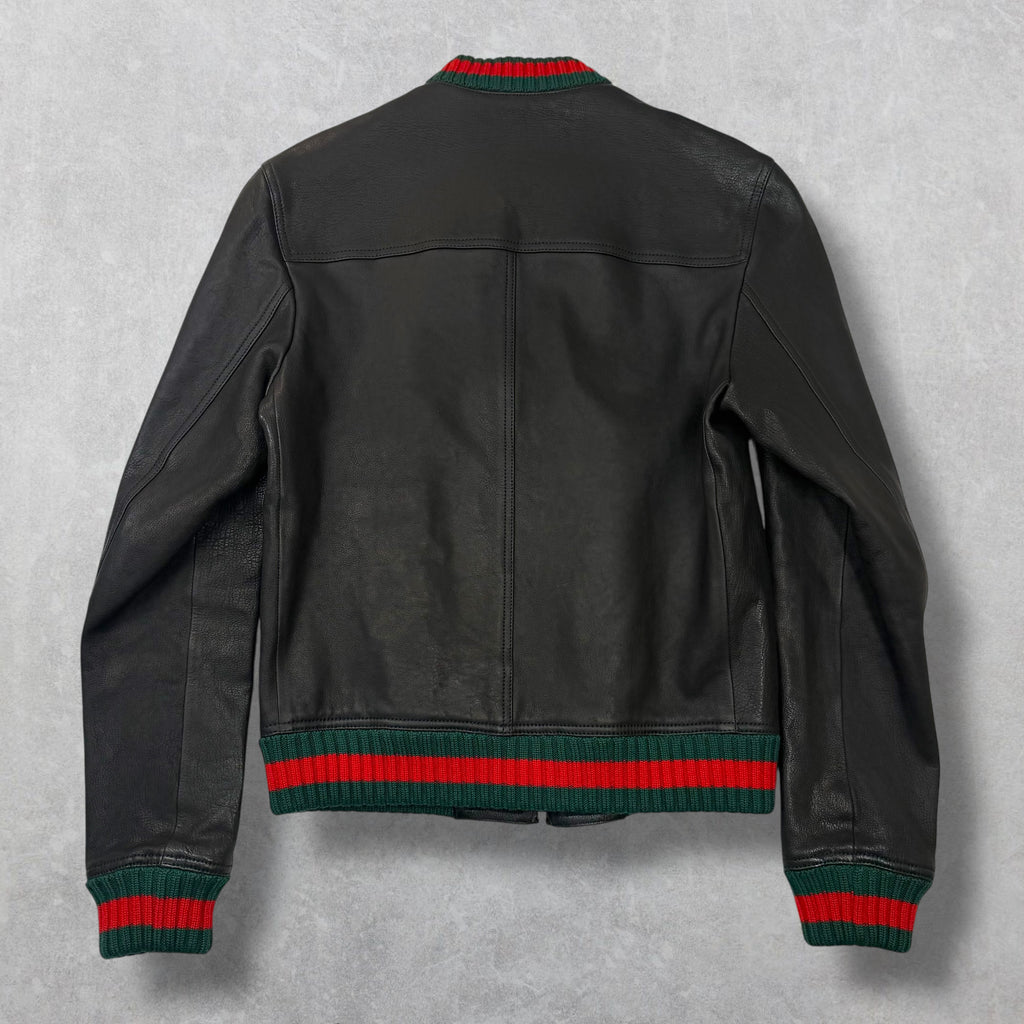 Gucci Web Trim Leather Bomber 46 (M)