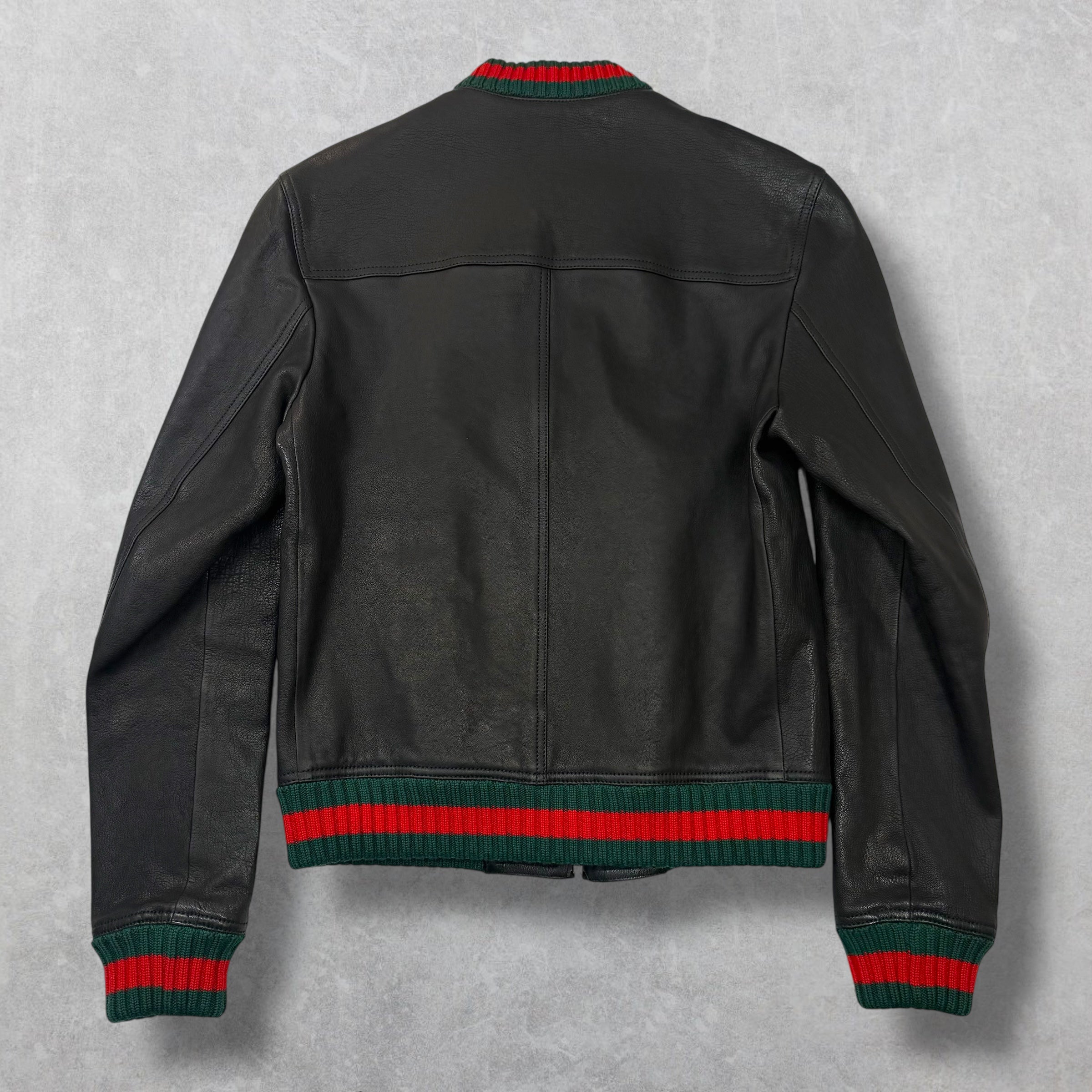 Gucci Web Trim Leather Bomber 46 (M)