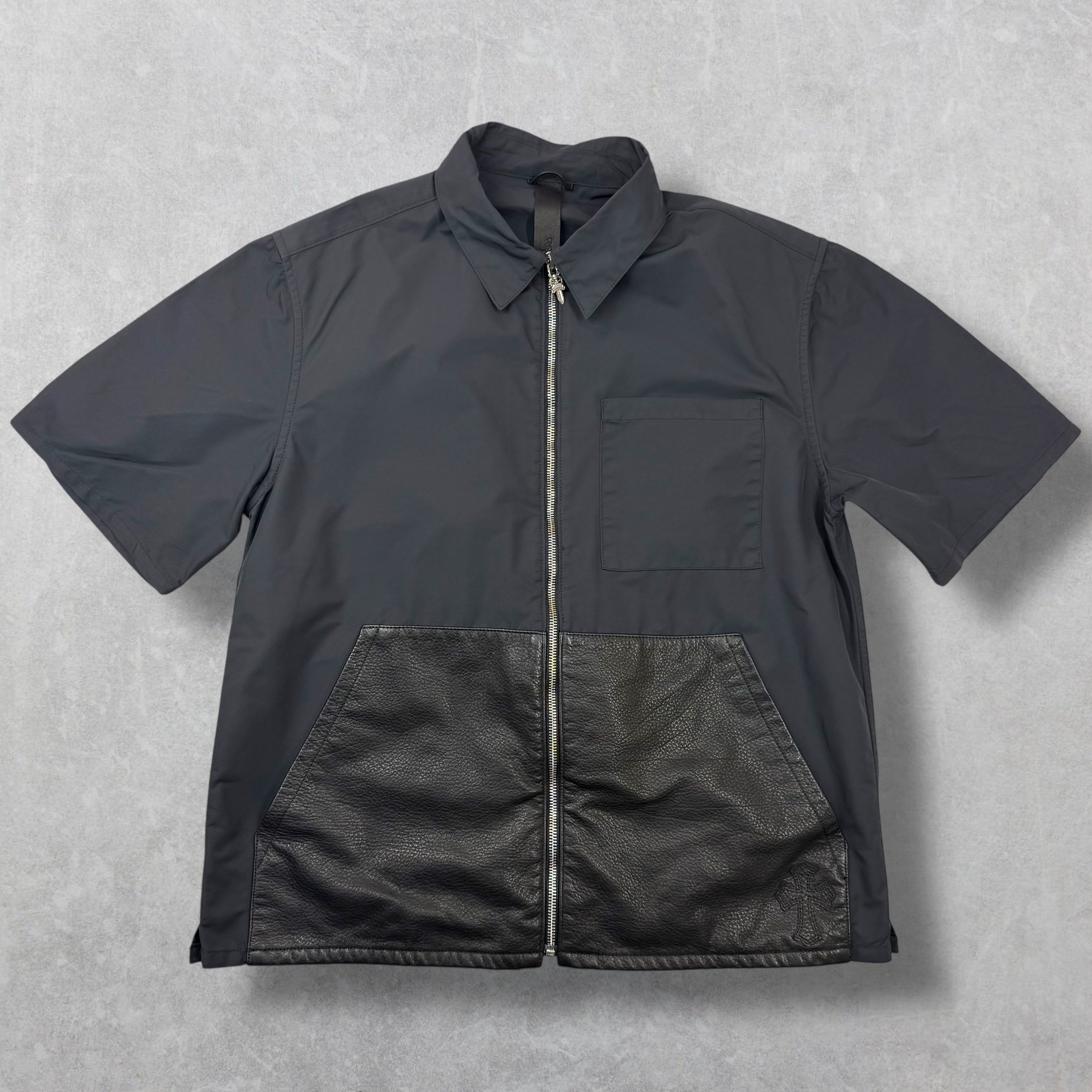 Chrome Hearts Nylon/Leather Cross Patch Work Shirt M