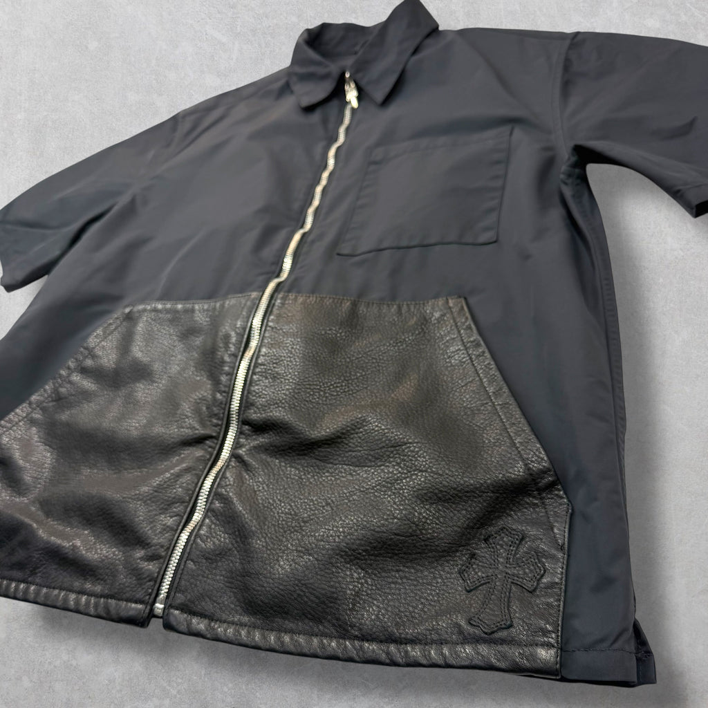 Chrome Hearts Nylon/Leather Cross Patch Work Shirt M