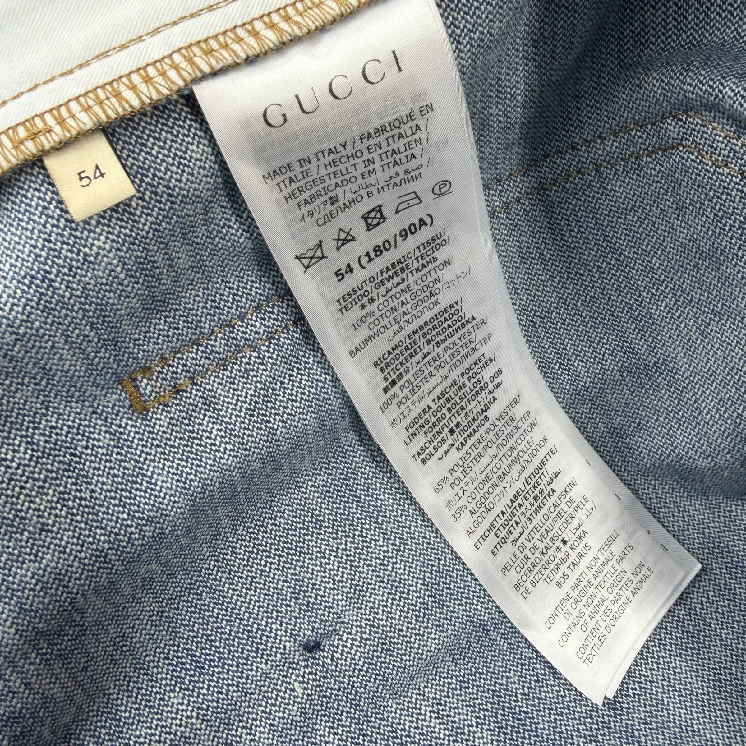 Gucci Embroidered Broken Twill Denim Shorts 38 (54)