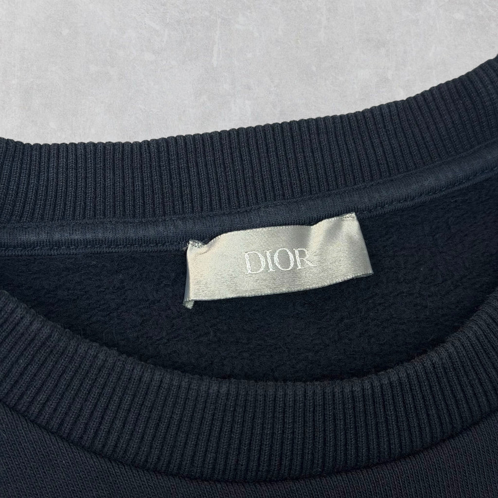 Dior x Kaws Pink Bee Logo Sweatshirt Navy L