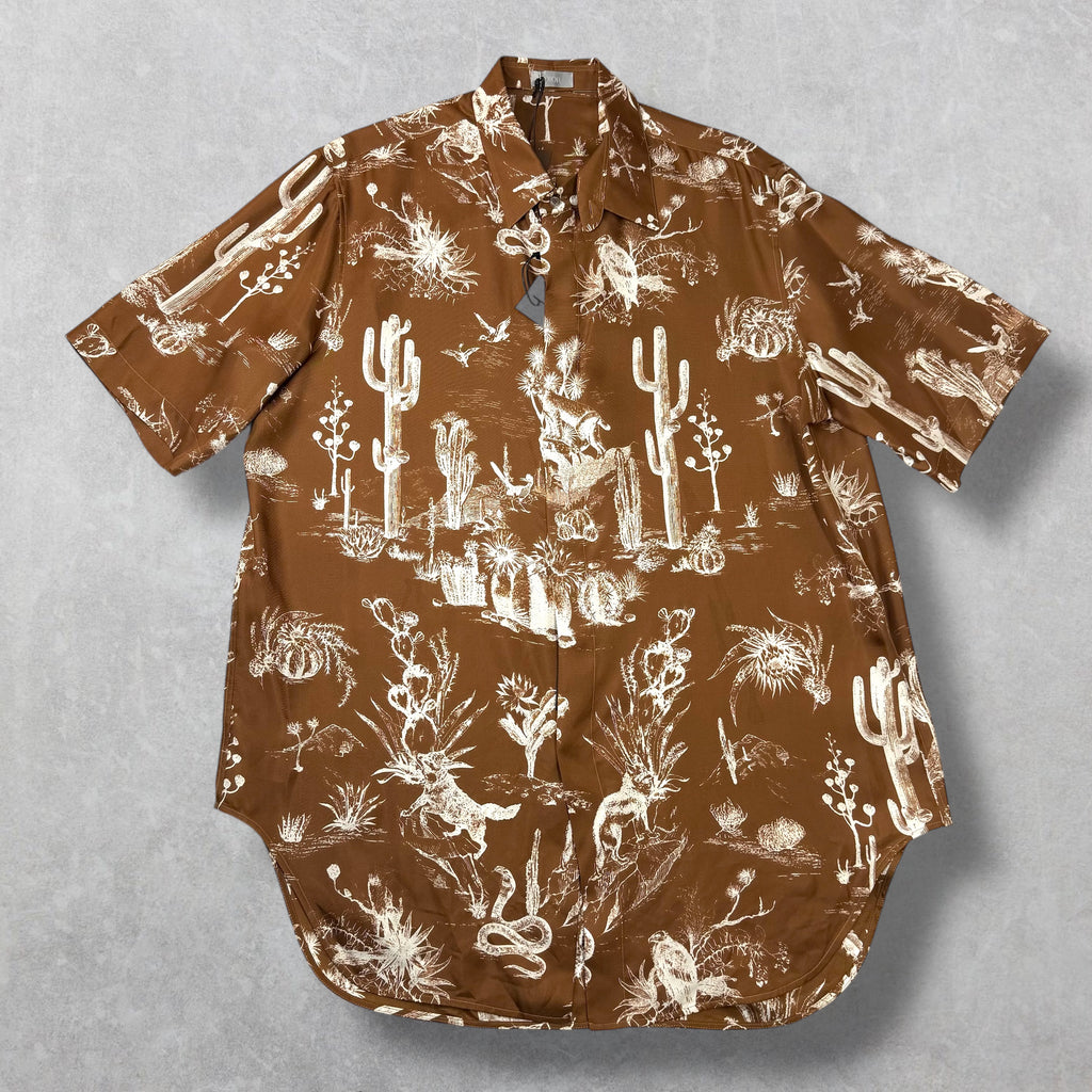 Dior x Cactus Jack Silk Twill Button Down Brown 42 (XL)