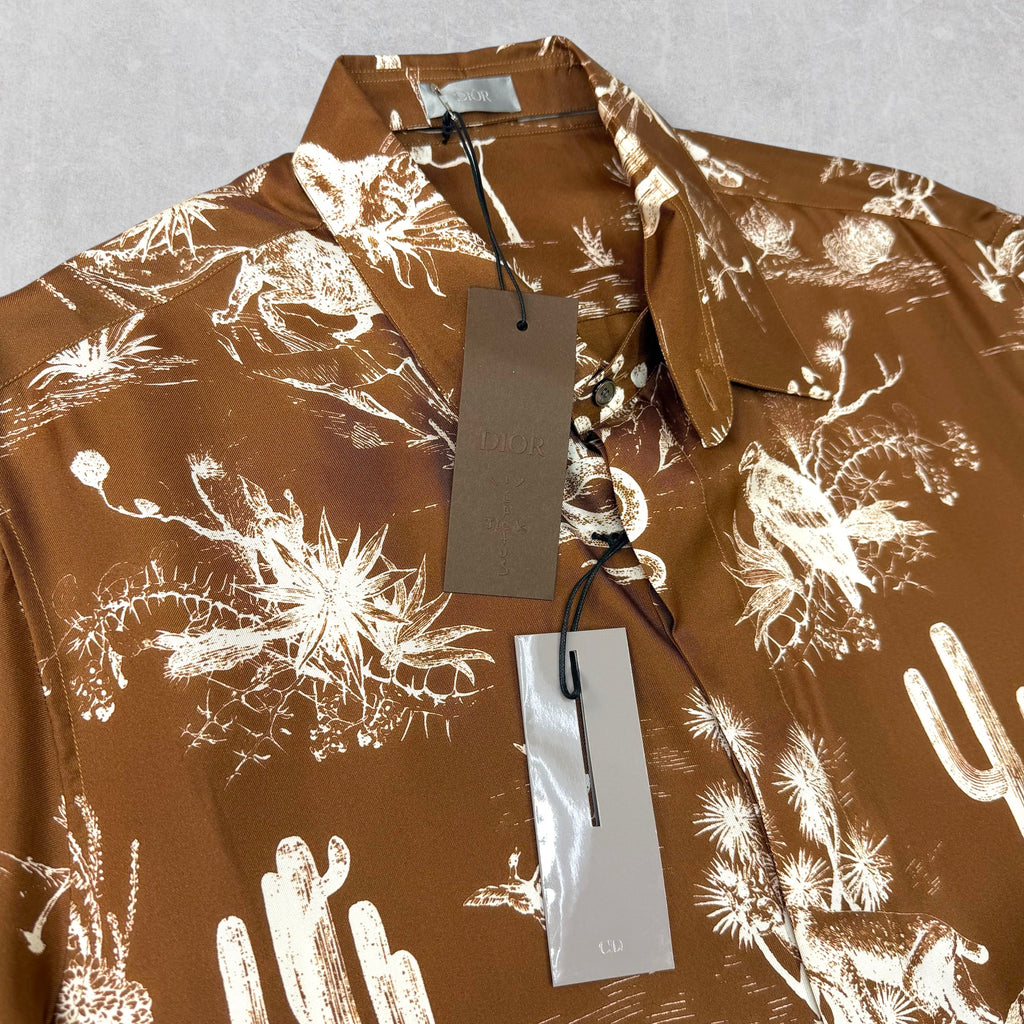 Dior x Cactus Jack Silk Twill Button Down Brown 42 (XL)