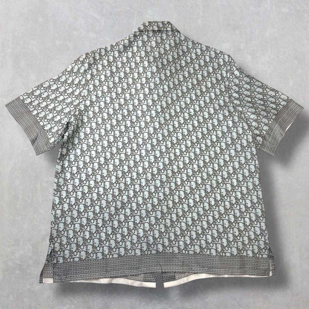 Dior Oblique Beads Silk Short Sleeve Shirt 41 (L)