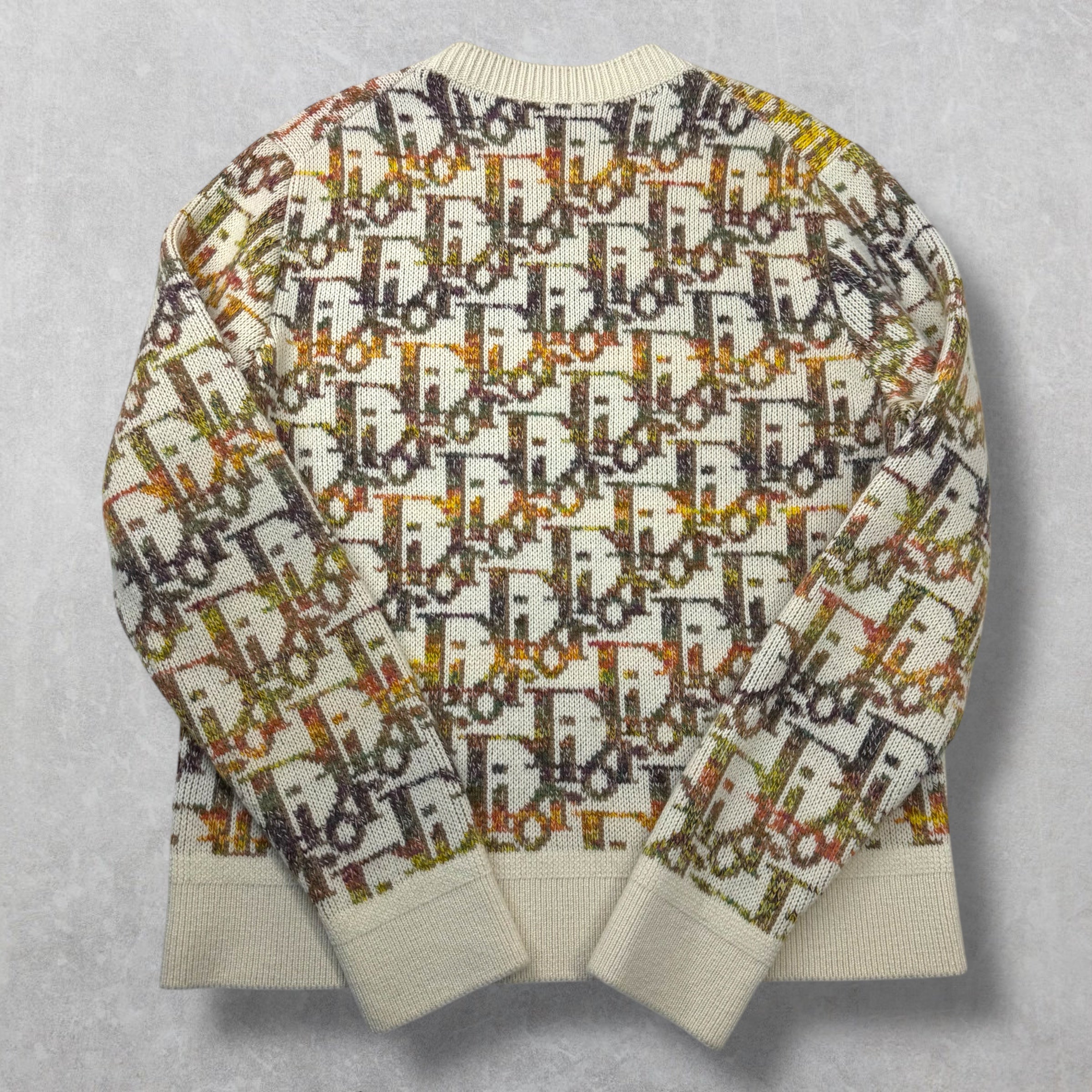 Dior Oblique Pixel Multicolor Knit Sweater L