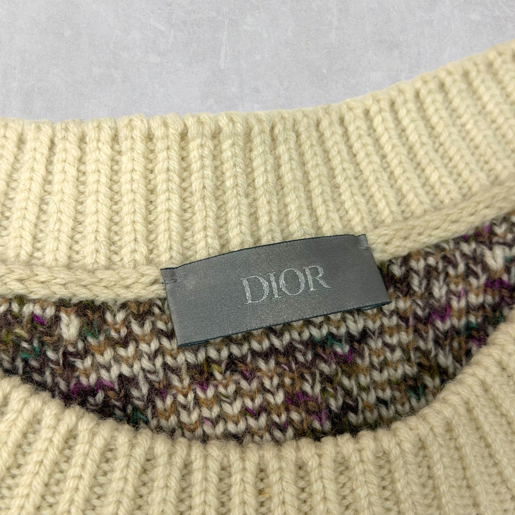 Dior Oblique Pixel Multicolor Knit Sweater L