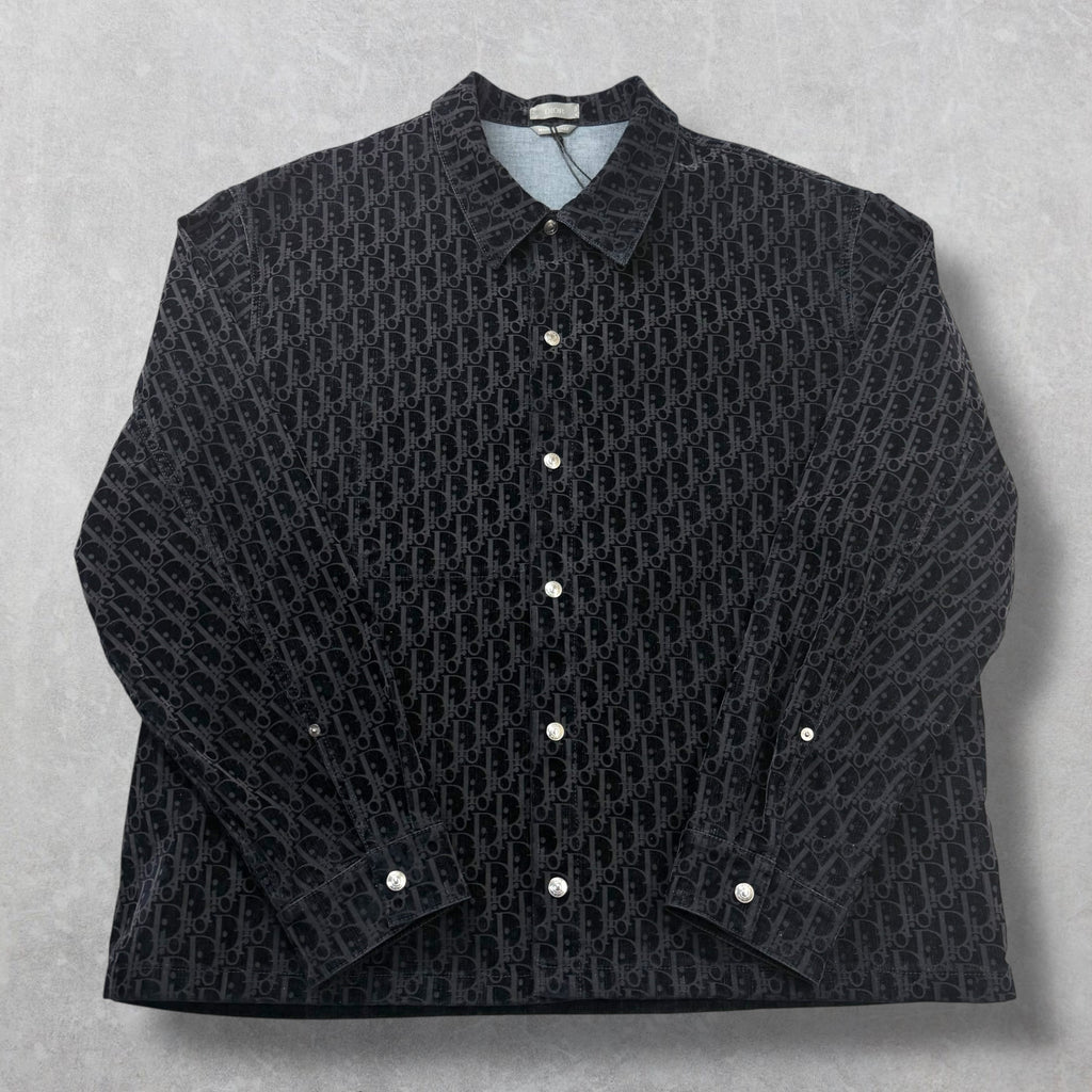 Dior Oblique Overshirt Blue Cotton-Blend Twill 58 (XXXL)
