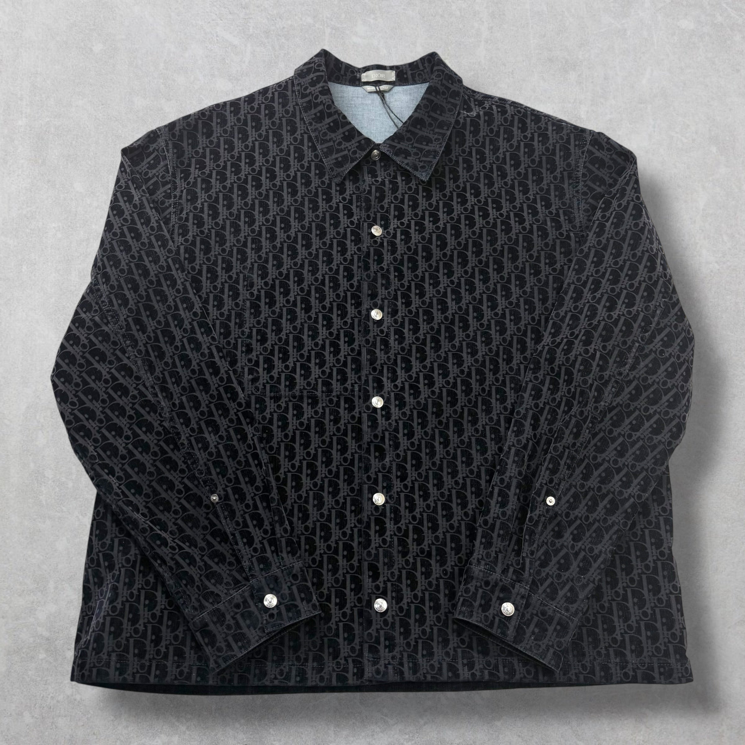 Dior Oblique Overshirt Blue Cotton-Blend Twill 58 (XXXL)