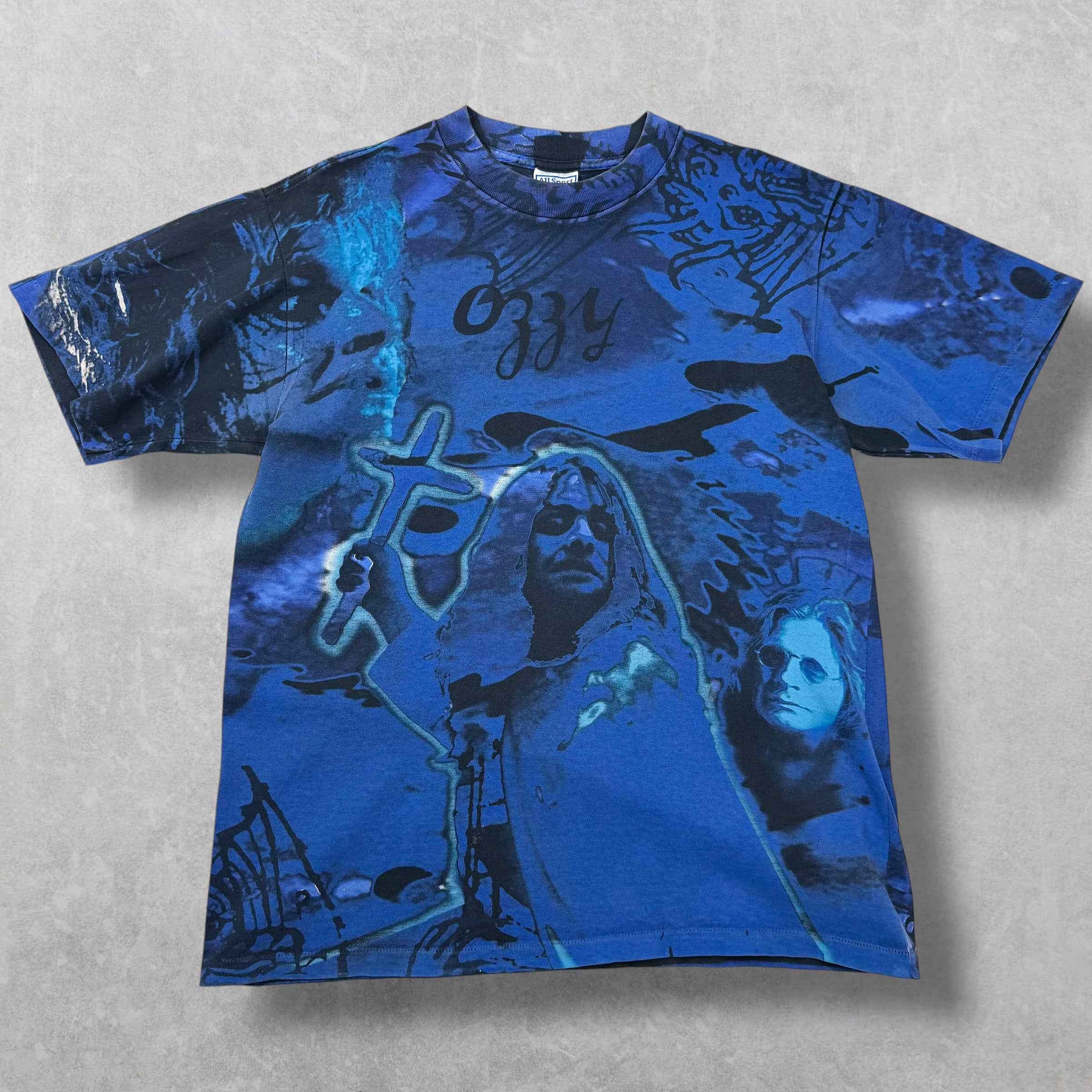 Vintage 1990's Ozzy Osbourne Blue Blizzard AOP Tee L