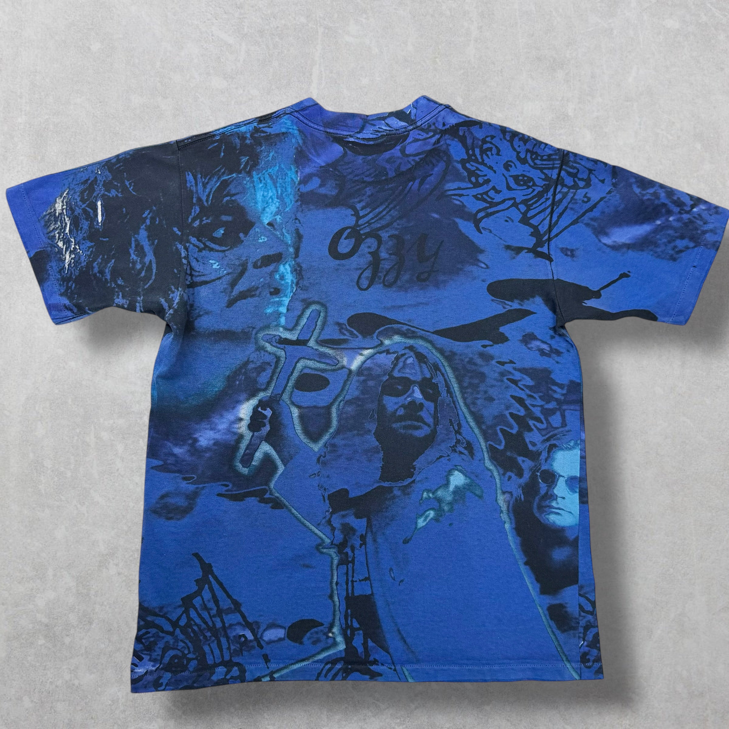 Vintage 1990's Ozzy Osbourne Blue Blizzard AOP Tee L