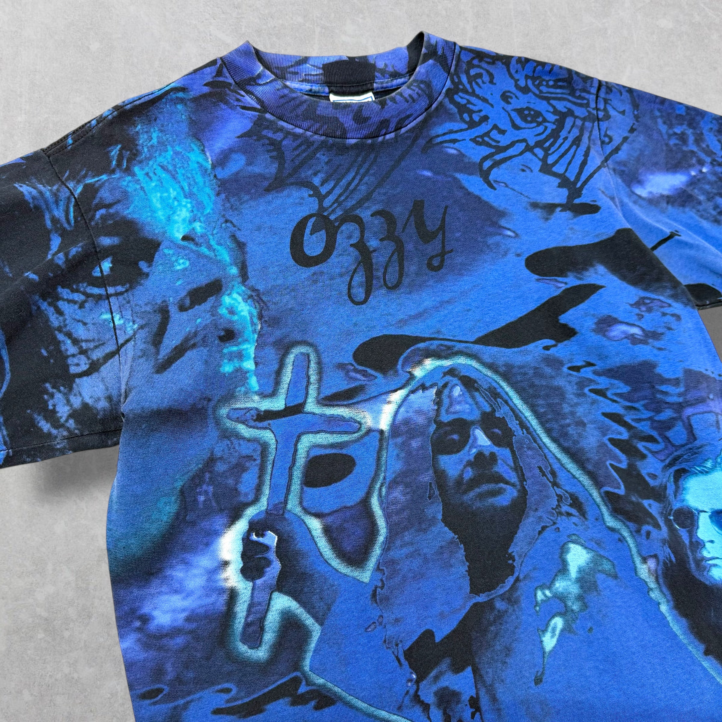 Vintage 1990's Ozzy Osbourne Blue Blizzard AOP Tee L