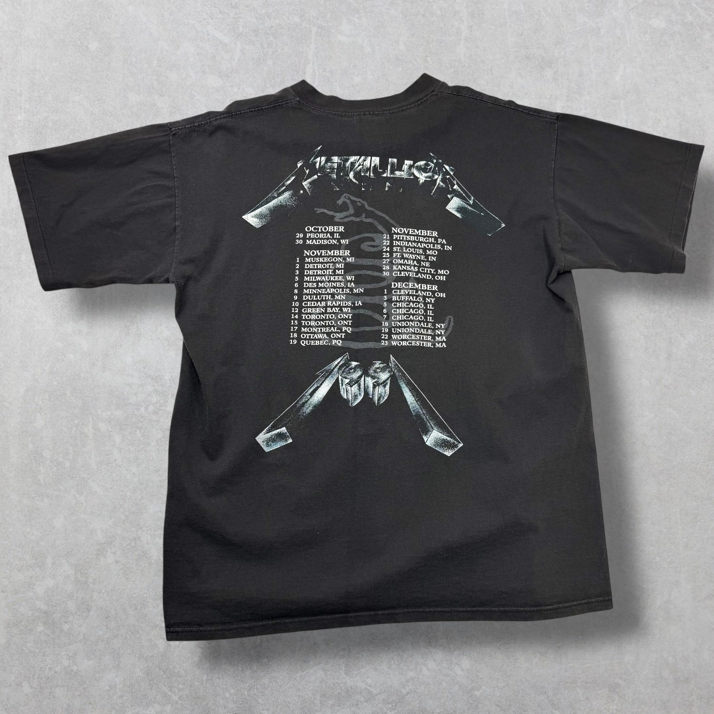 Vintage 1991 Metallica 4 Faces Black Album Tour Tee L