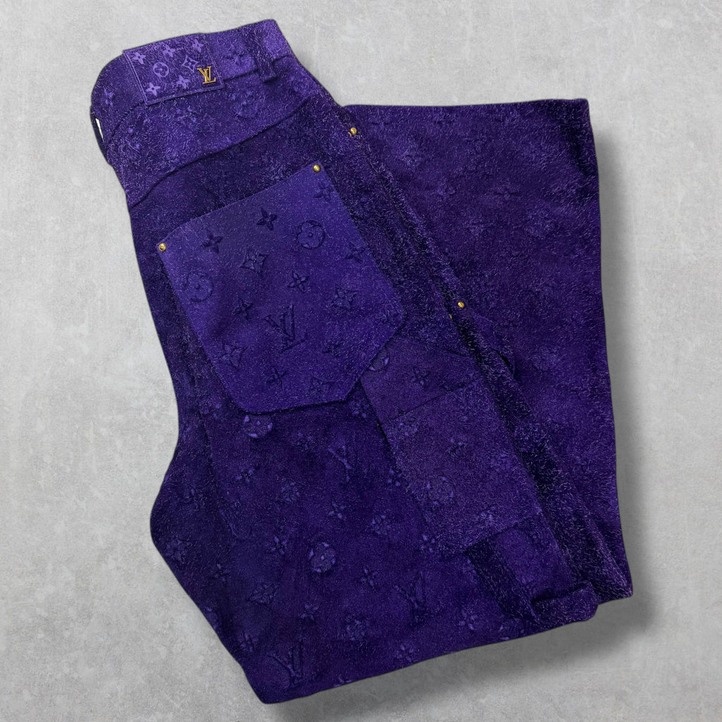 Louis Vuitton Monogram Purple Suede Pants 36
