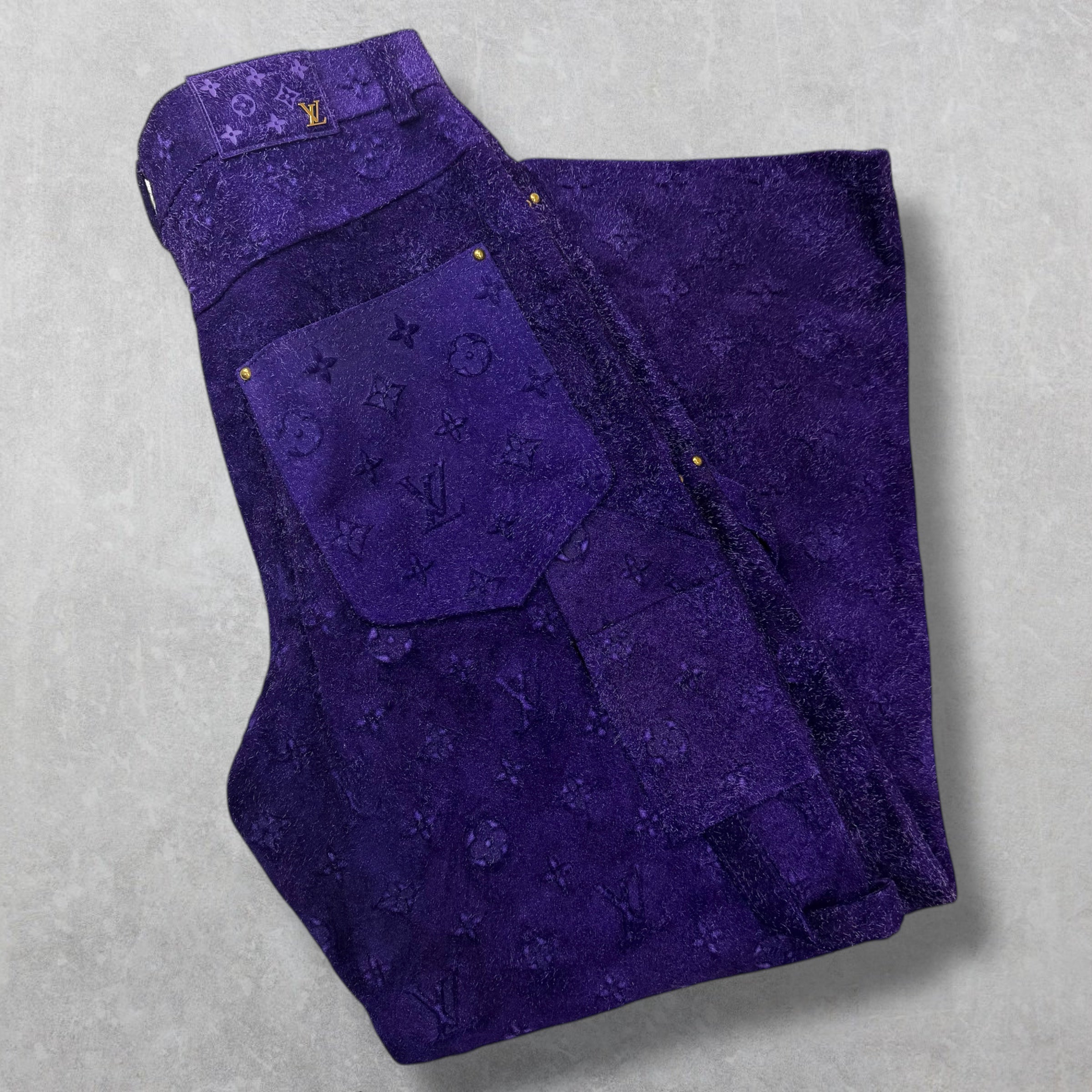Louis Vuitton Monogram Purple Suede Pants 36