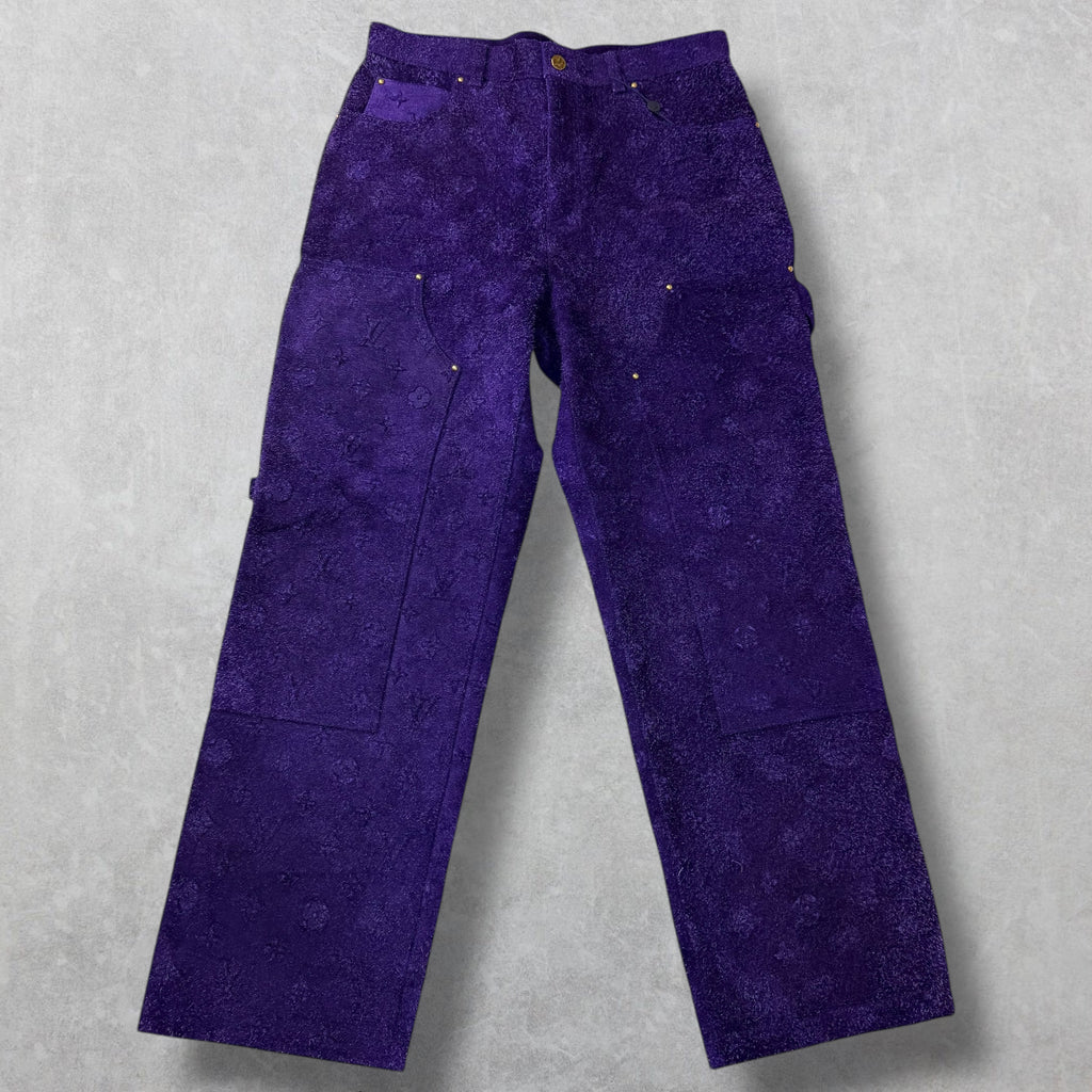 Louis Vuitton Monogram Purple Suede Pants 36