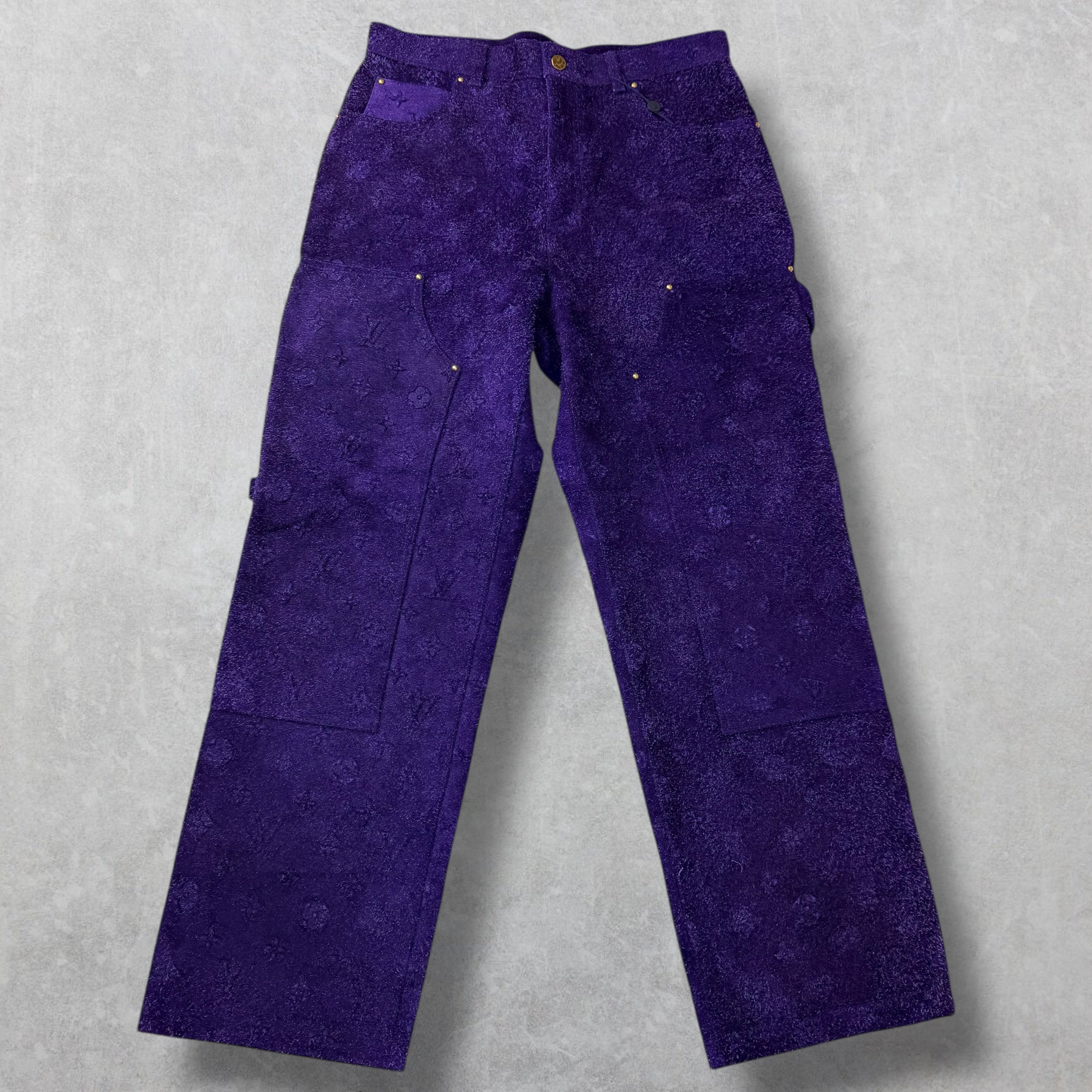 Louis Vuitton Monogram Purple Suede Pants 36