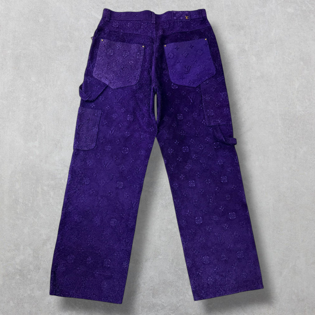 Louis Vuitton Monogram Purple Suede Pants 36