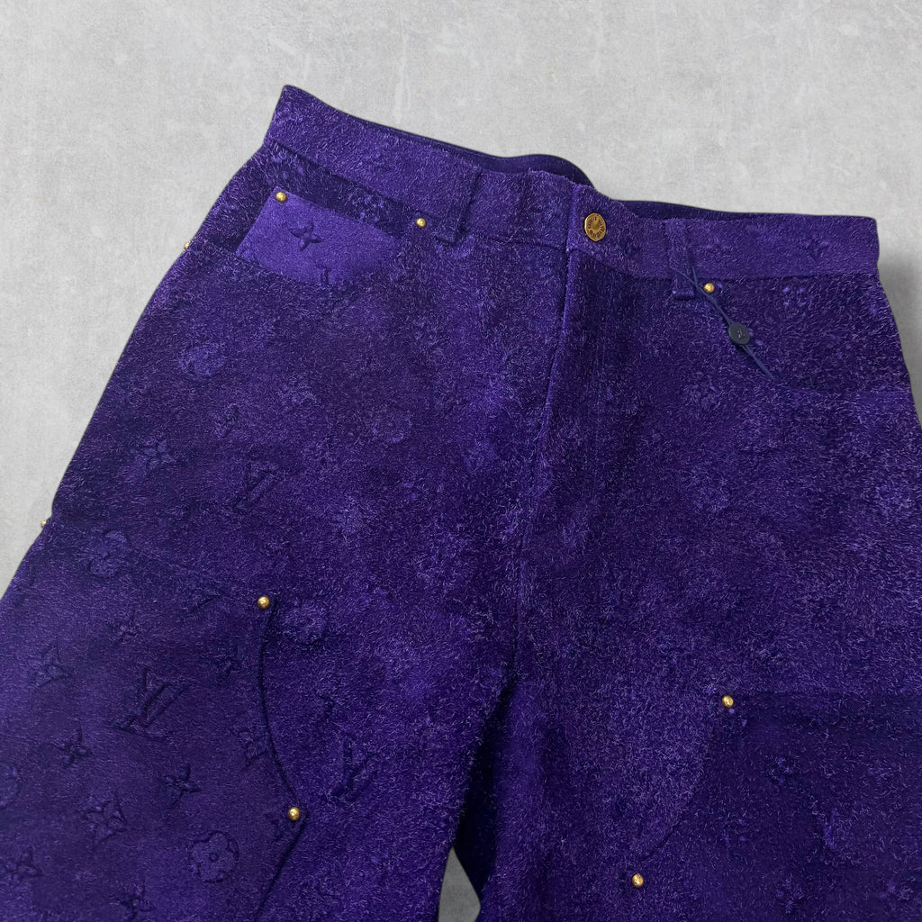 Louis Vuitton Monogram Purple Suede Pants 36