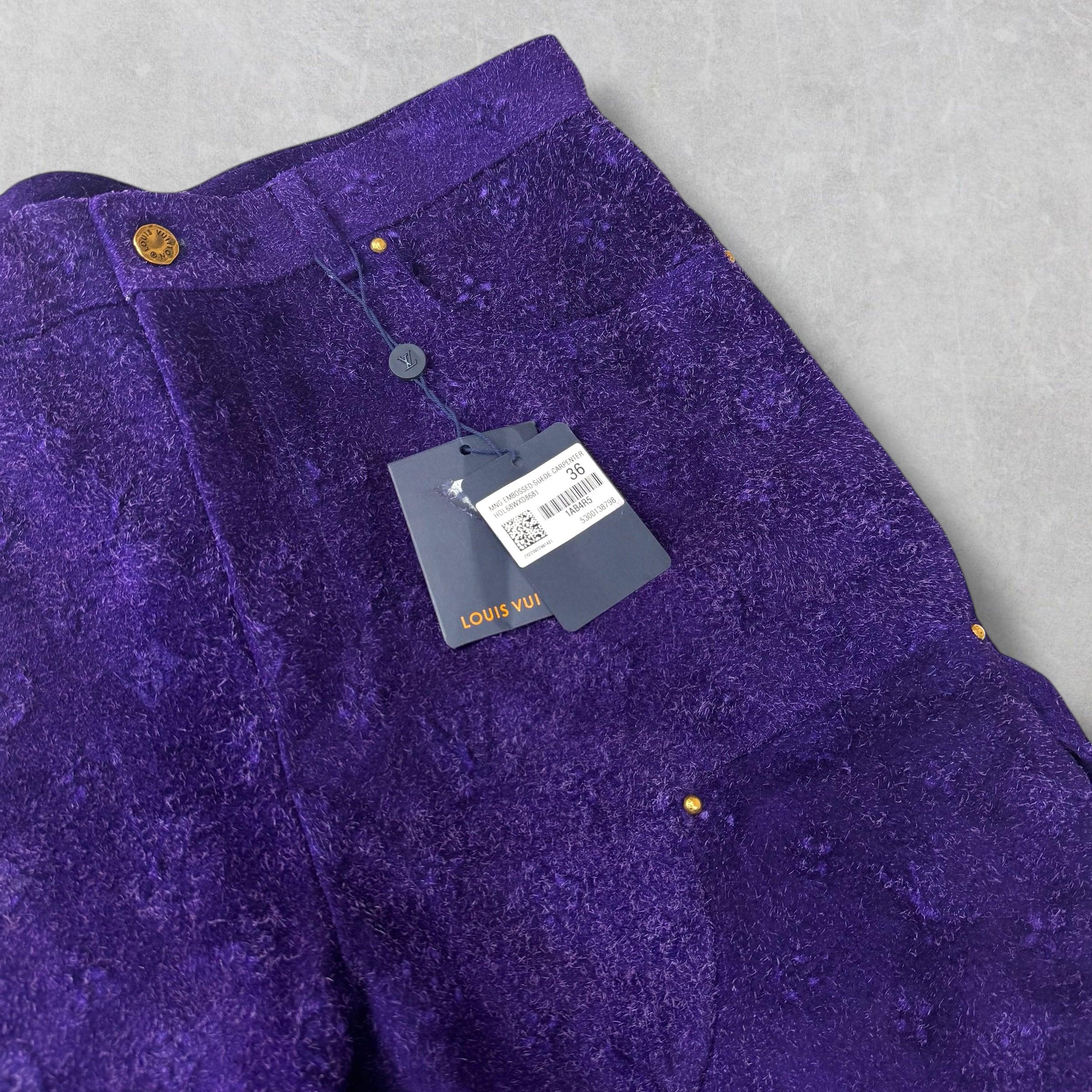 Louis Vuitton Monogram Purple Suede Pants 36