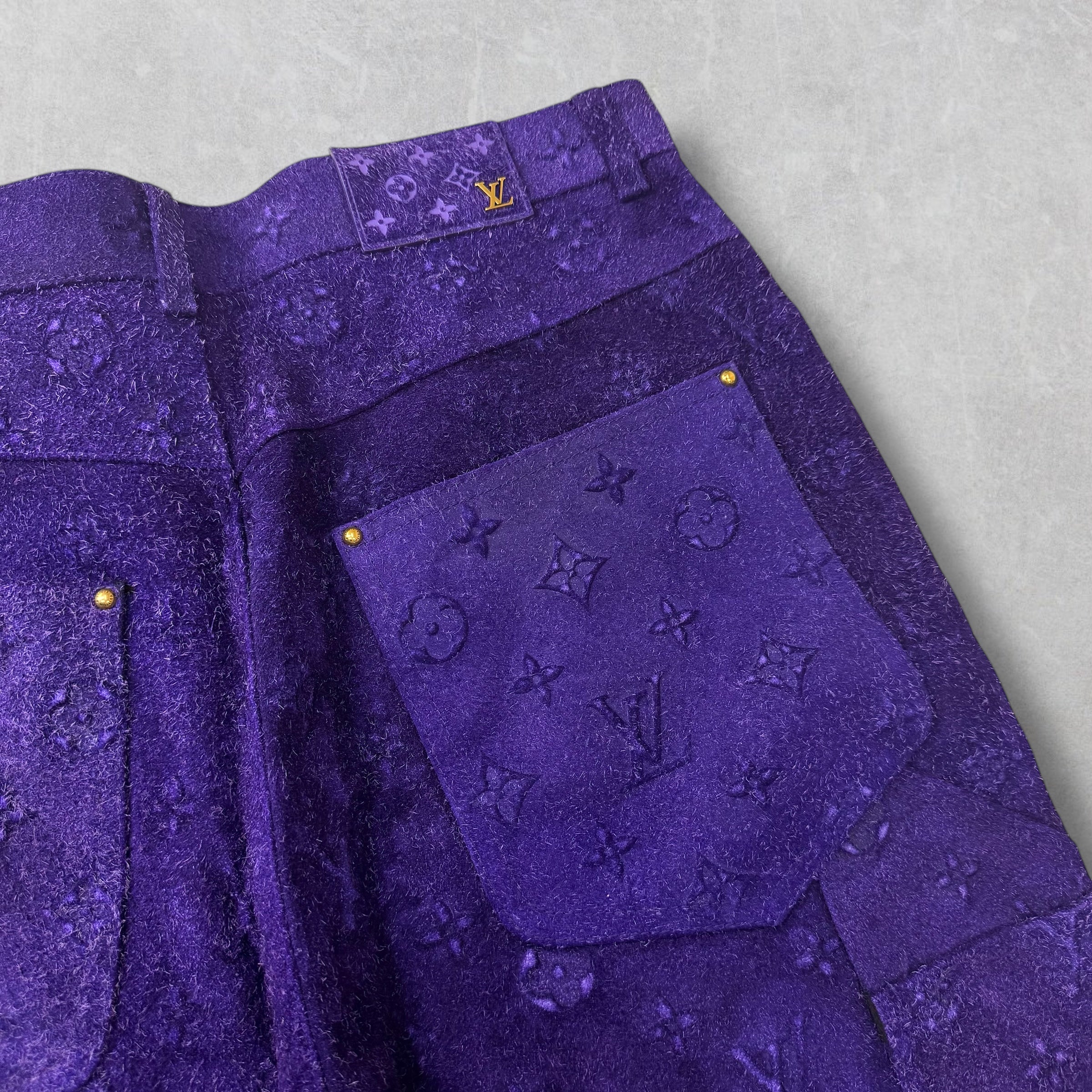 Louis Vuitton Monogram Purple Suede Pants 36