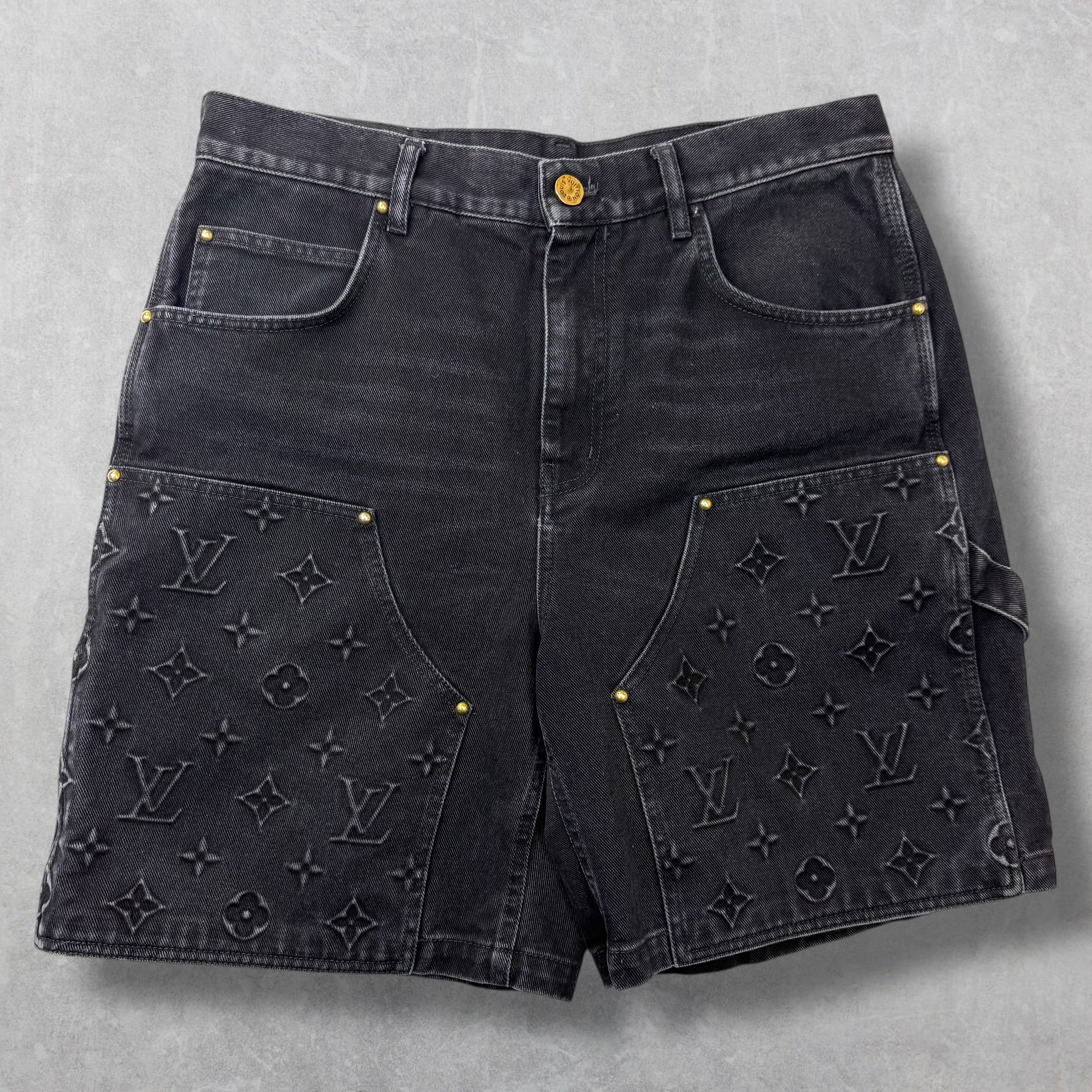 Louis Vuitton Monogram Denim Carpenter Shorts 33