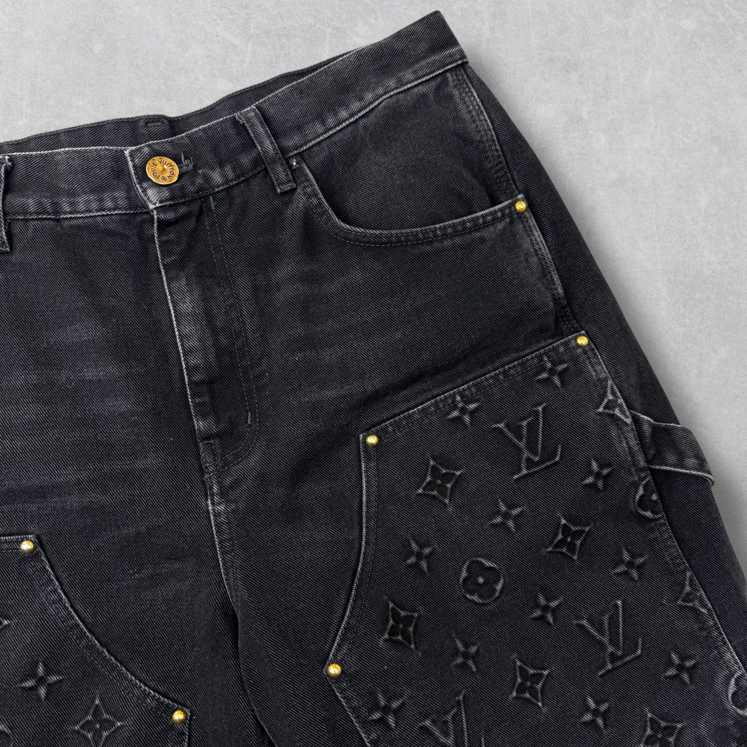 Louis Vuitton Monogram Denim Carpenter Shorts 33