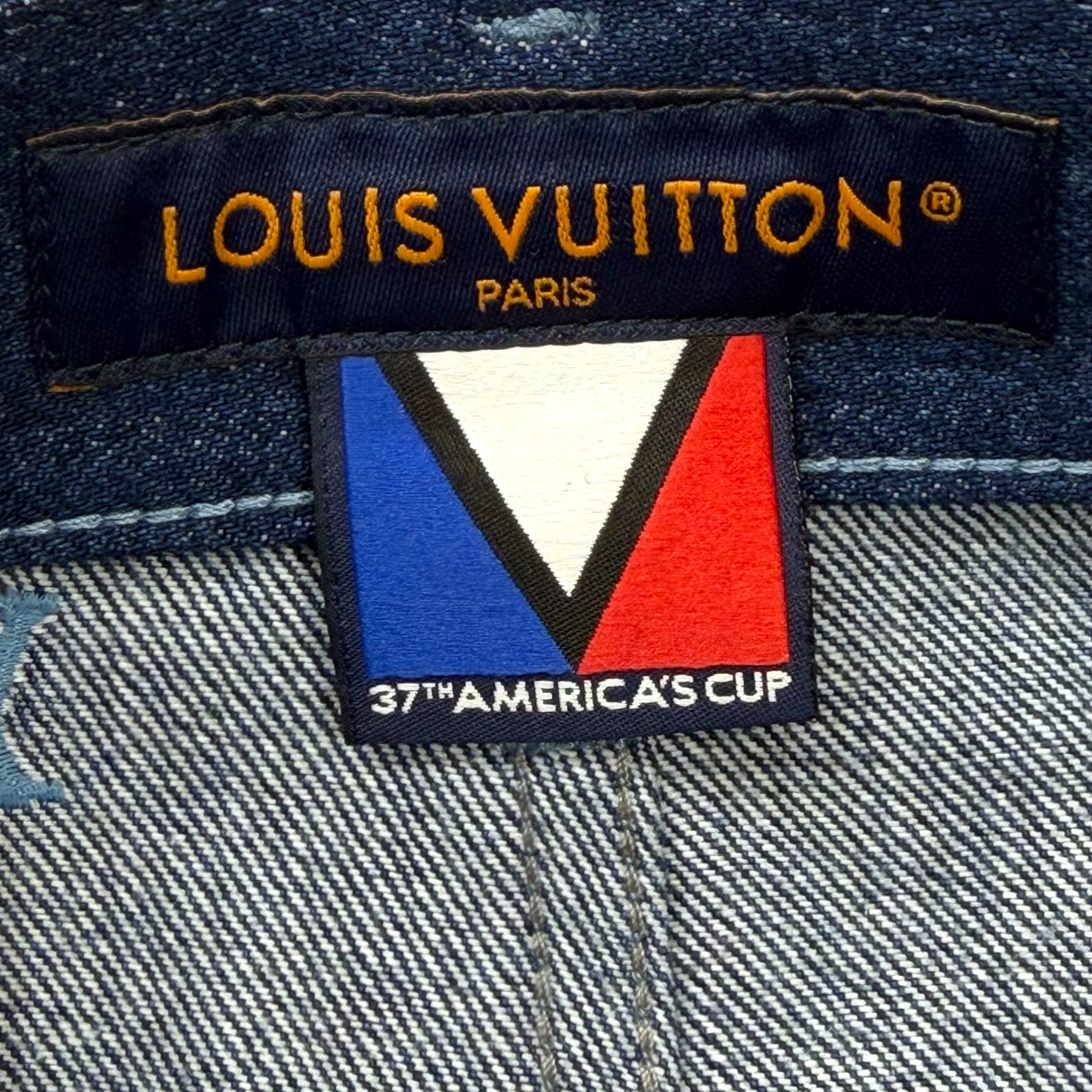 Louis Vuitton Embroidered Damier Denim Shorts 36