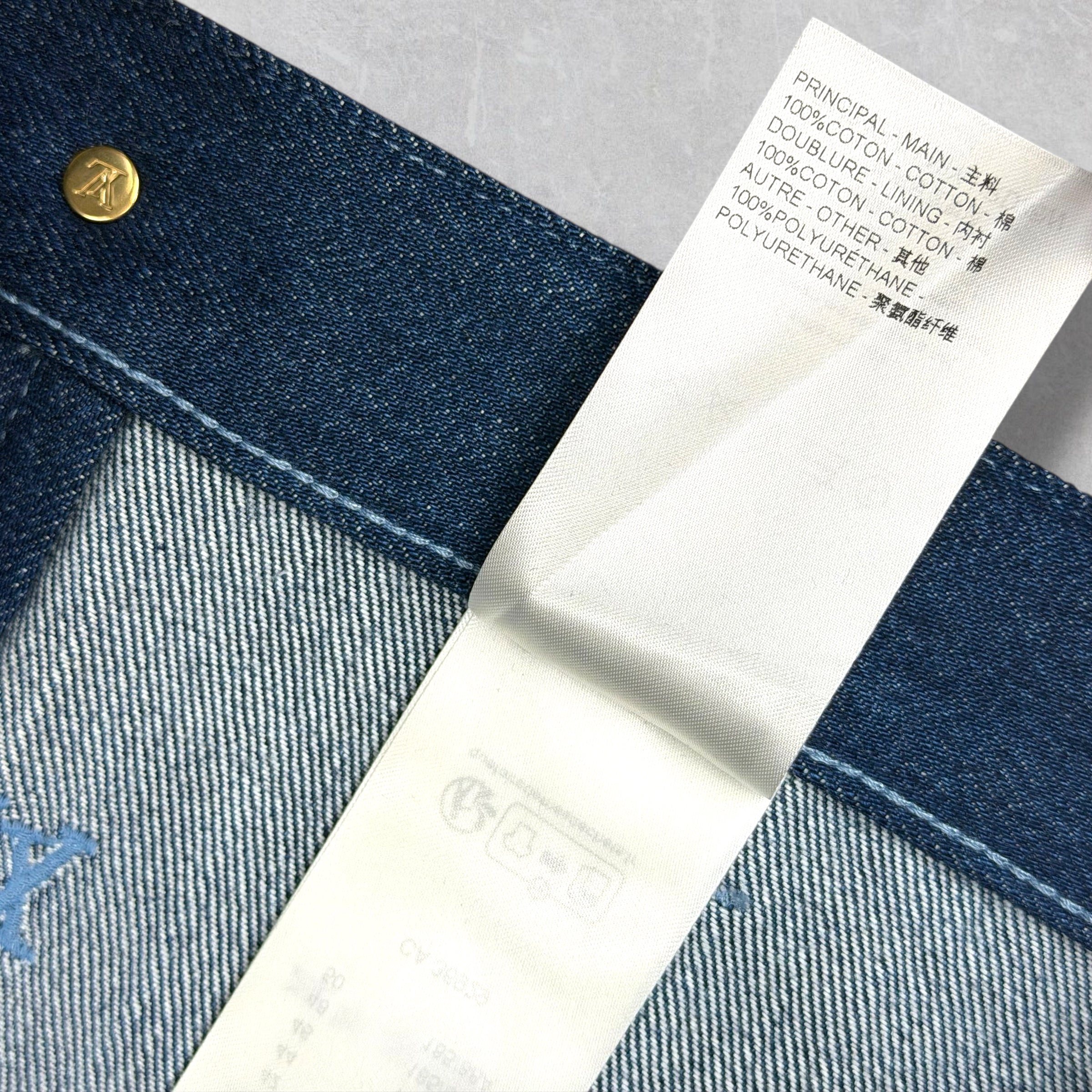 Louis Vuitton Embroidered Damier Denim Shorts 36