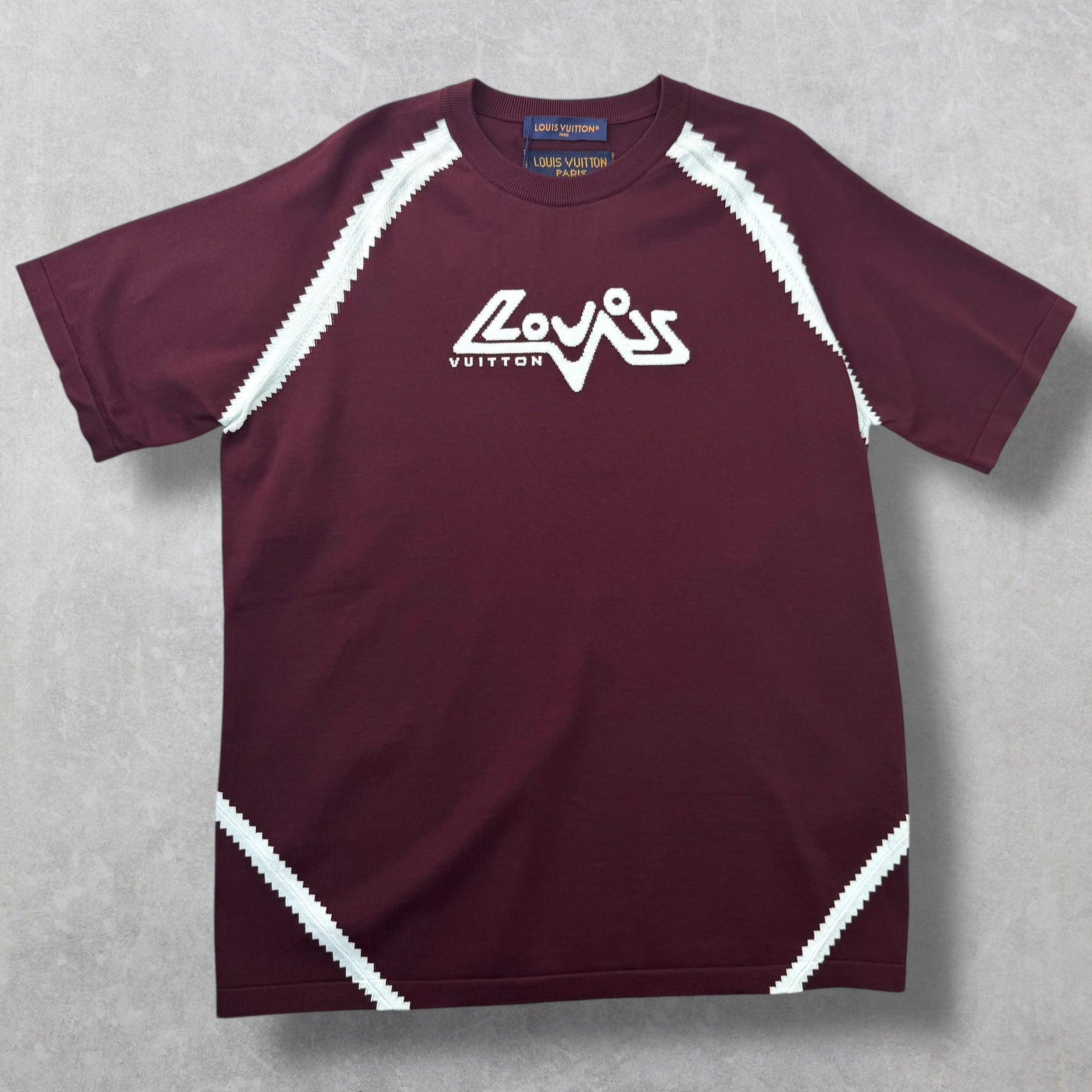 Louis Vuitton Burgundy Intarsia Short Sleeve XXL