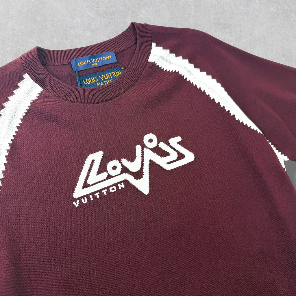Louis Vuitton Burgundy Intarsia Short Sleeve XXL