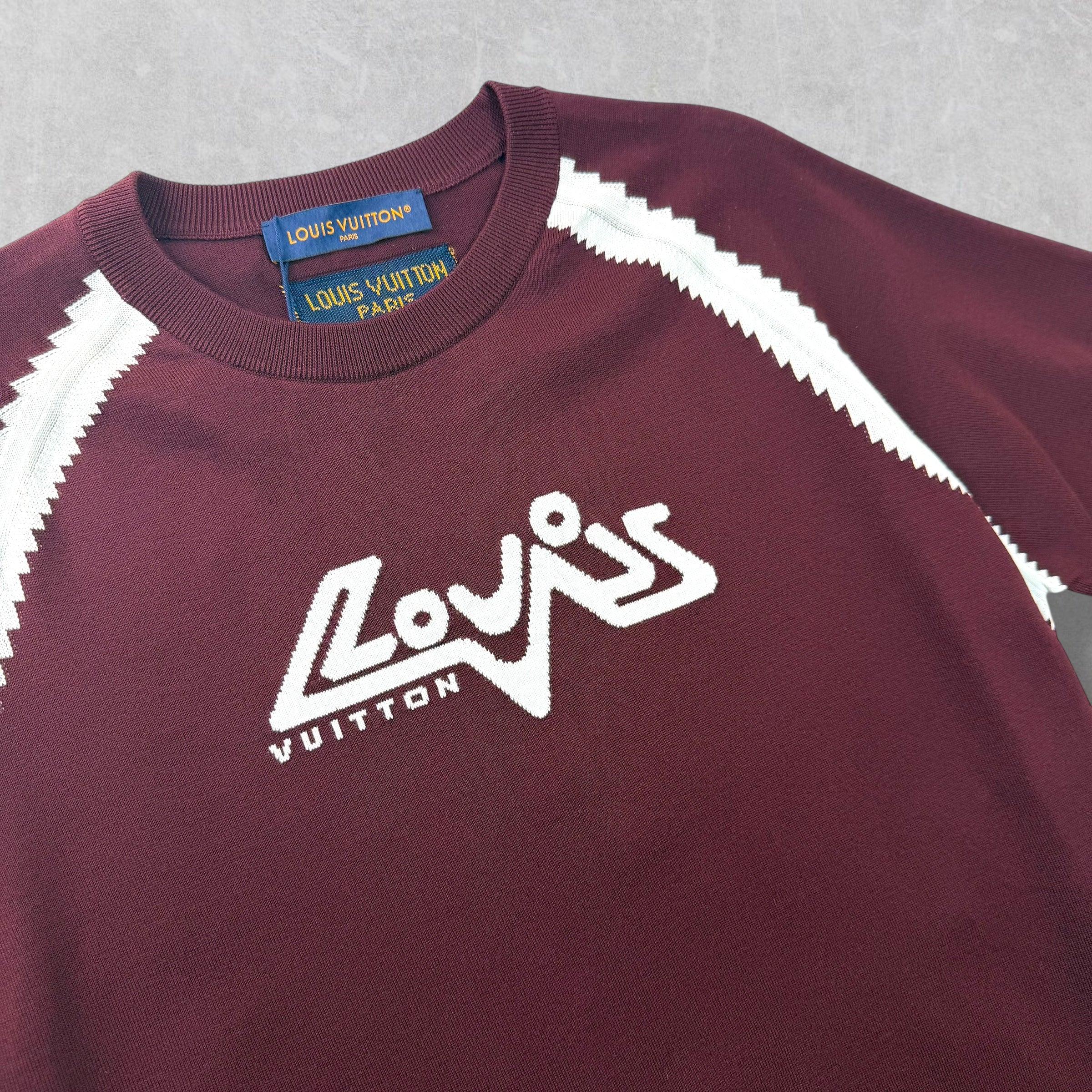 Louis Vuitton Burgundy Intarsia Short Sleeve XXL