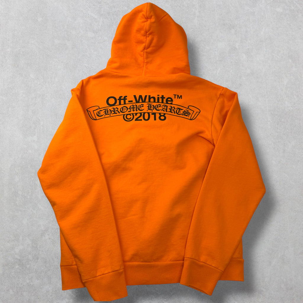 Chrome Hearts x Off-White Scroll Logo Hoodie Orange L