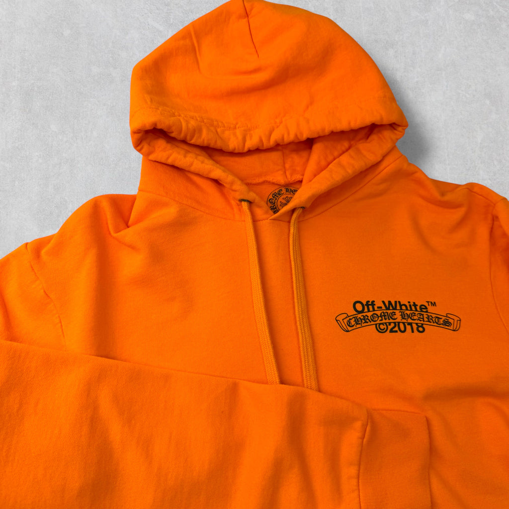 Chrome Hearts x Off-White Scroll Logo Hoodie Orange L