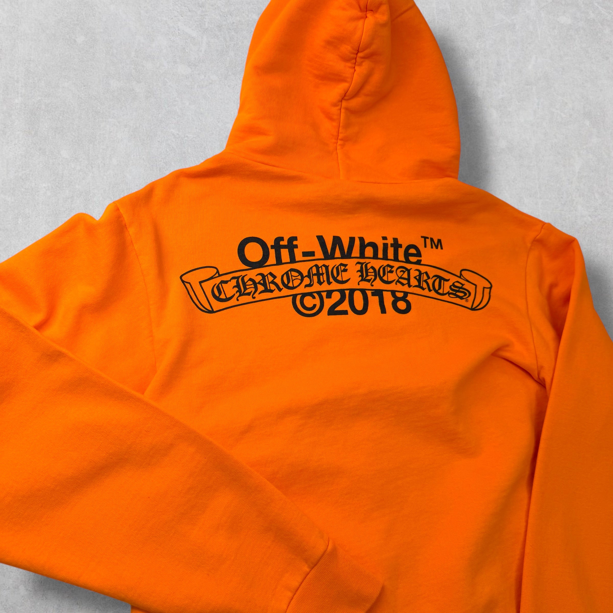 Chrome Hearts x Off-White Scroll Logo Hoodie Orange L
