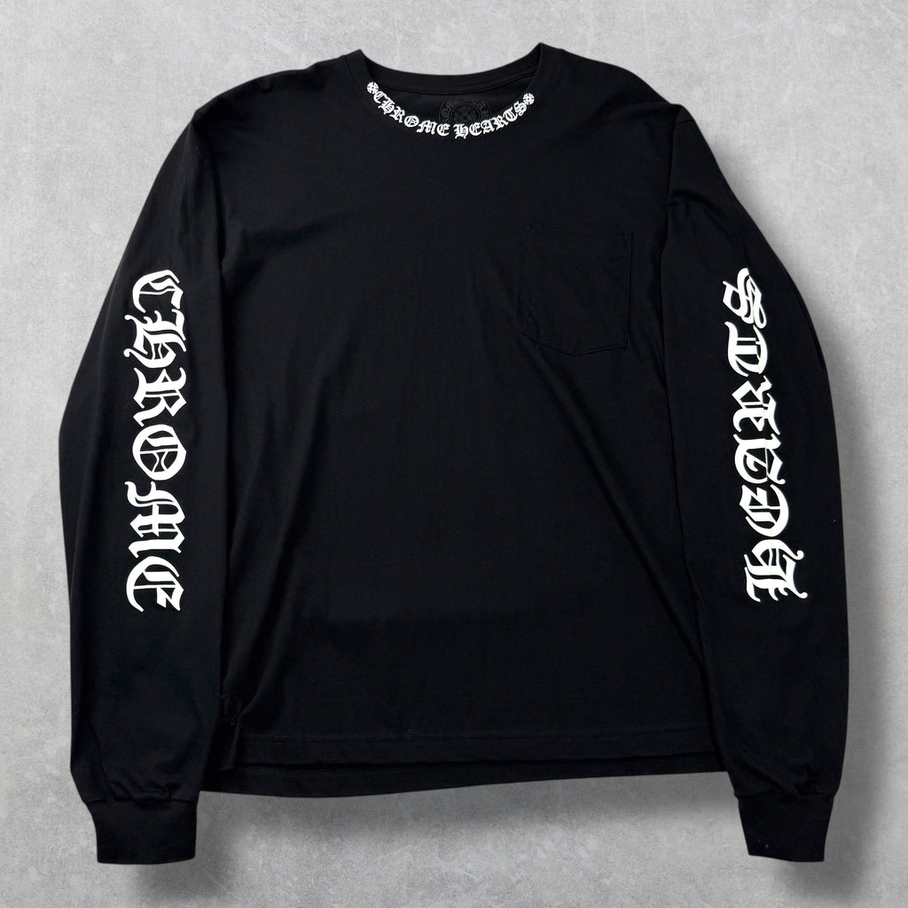 Chrome Hearts White Neck Logo L/S Tee Black XL