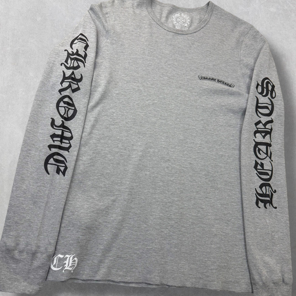 Chrome Hearts Scroll Logo Grey Thermal L/S Tee XL