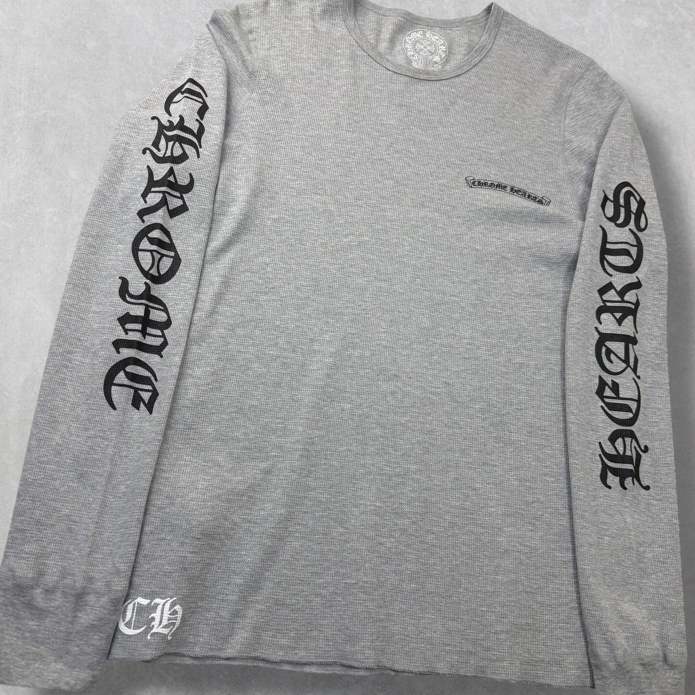 Chrome Hearts Scroll Logo Grey Thermal L/S Tee XL