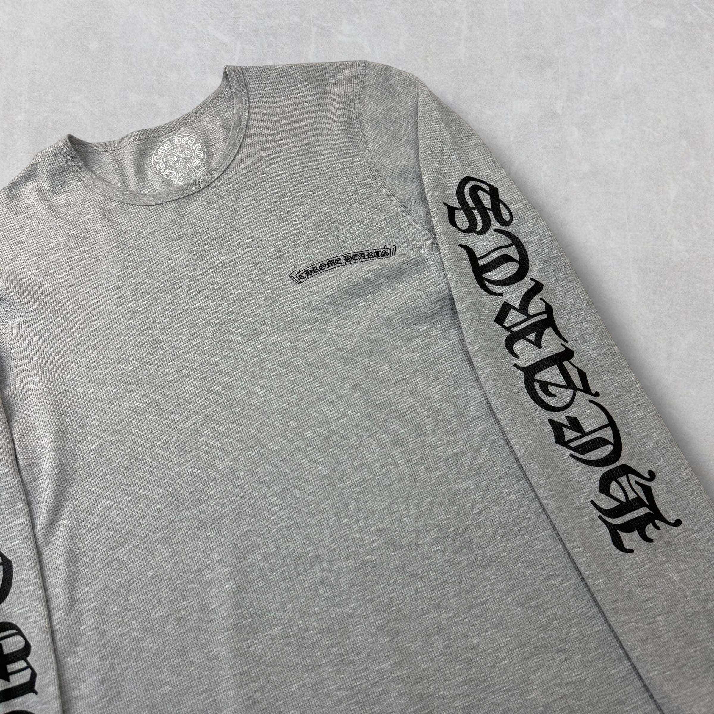 Chrome Hearts Scroll Logo Grey Thermal L/S Tee XL