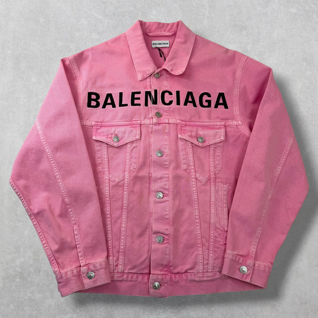 Balenciaga Embroidered Logo Pink Denim Jacket 34 (M)