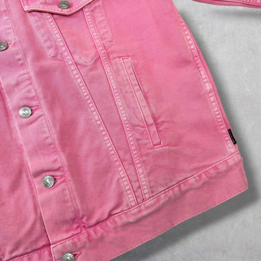 Balenciaga Embroidered Logo Pink Denim Jacket 34 (M)