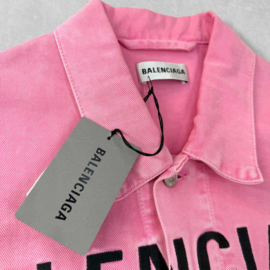 Balenciaga Embroidered Logo Pink Denim Jacket 34 (M)