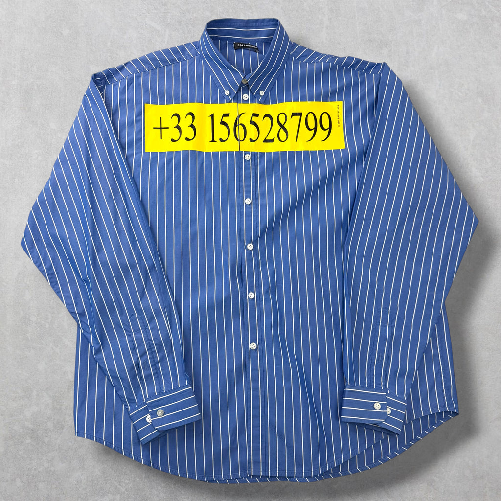 Balenciaga Hotline Number Striped Shirt 37 (XL)