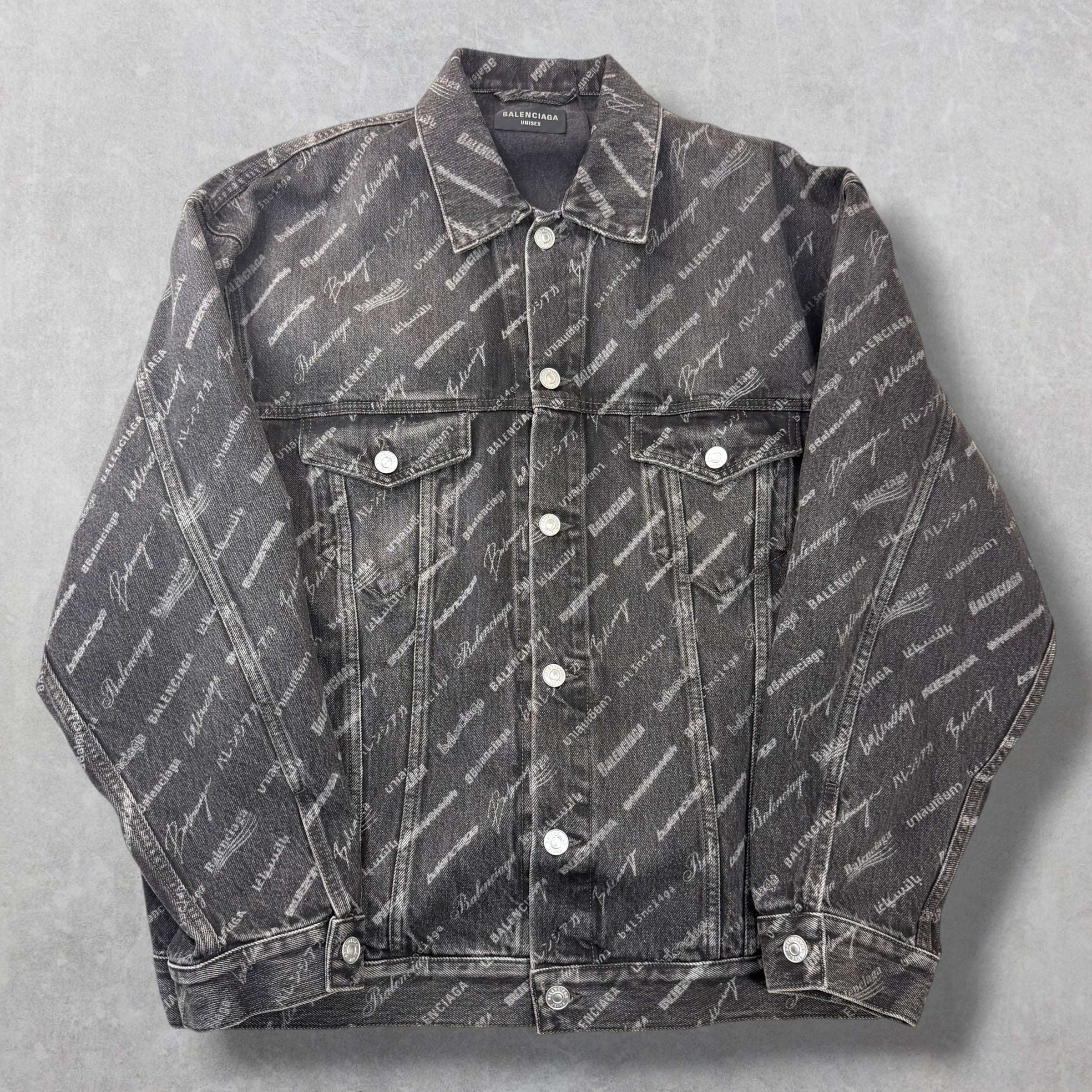 Balenciaga All Over Print Denim Jacket L (M)