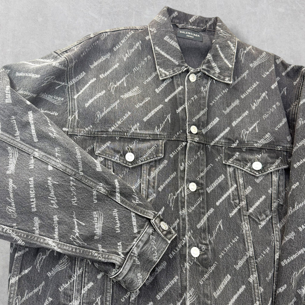 Balenciaga All Over Print Denim Jacket L (M)