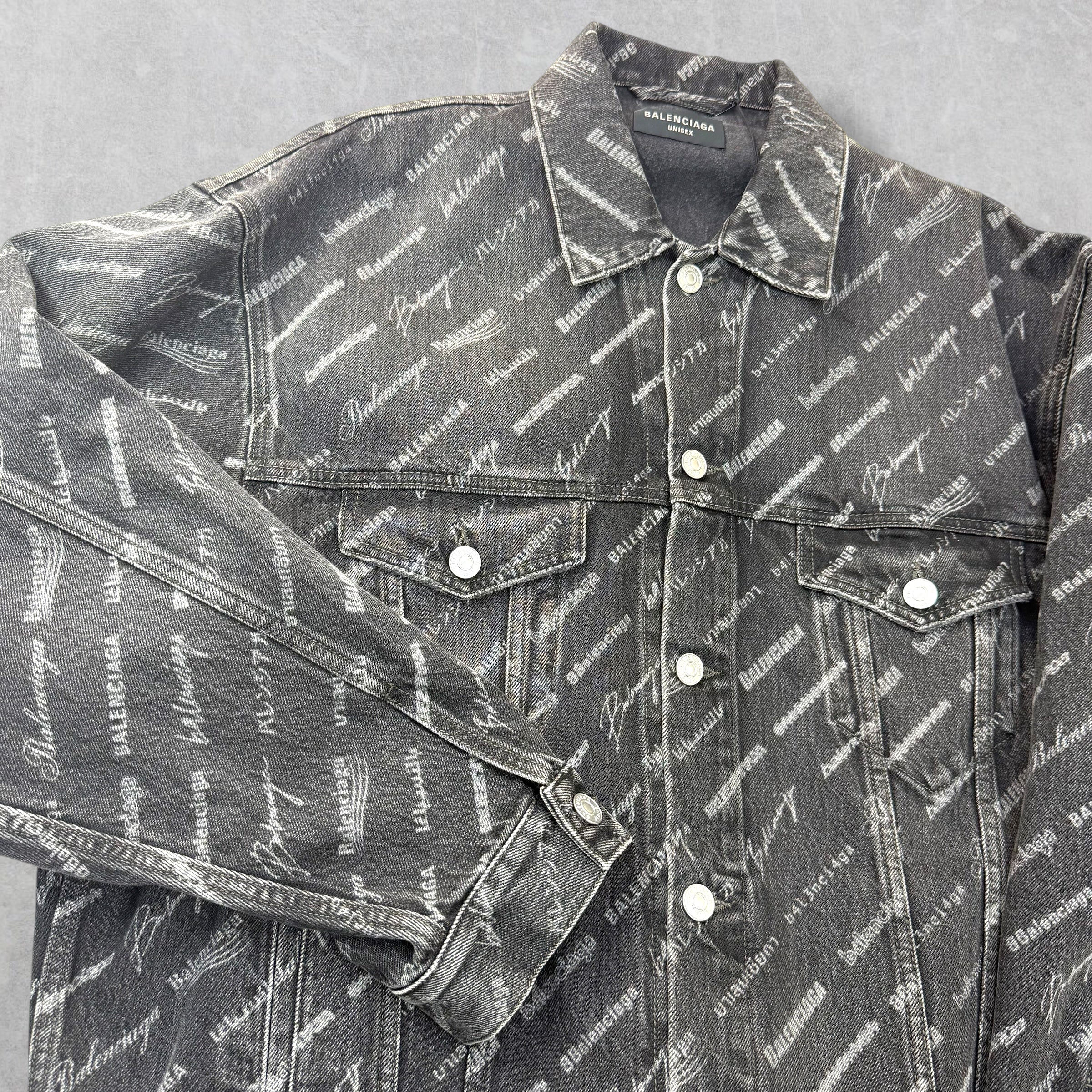 Balenciaga All Over Print Denim Jacket L (M)