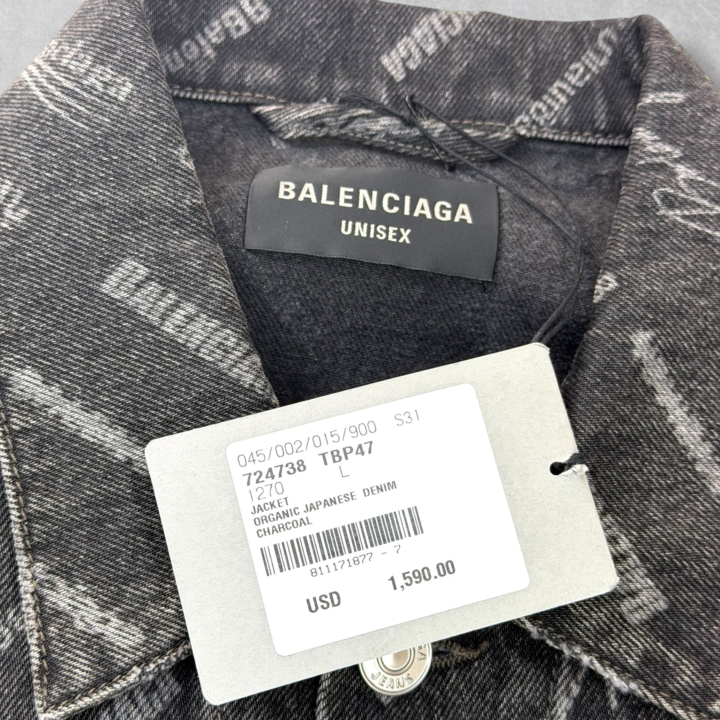 Balenciaga All Over Print Denim Jacket L (M)