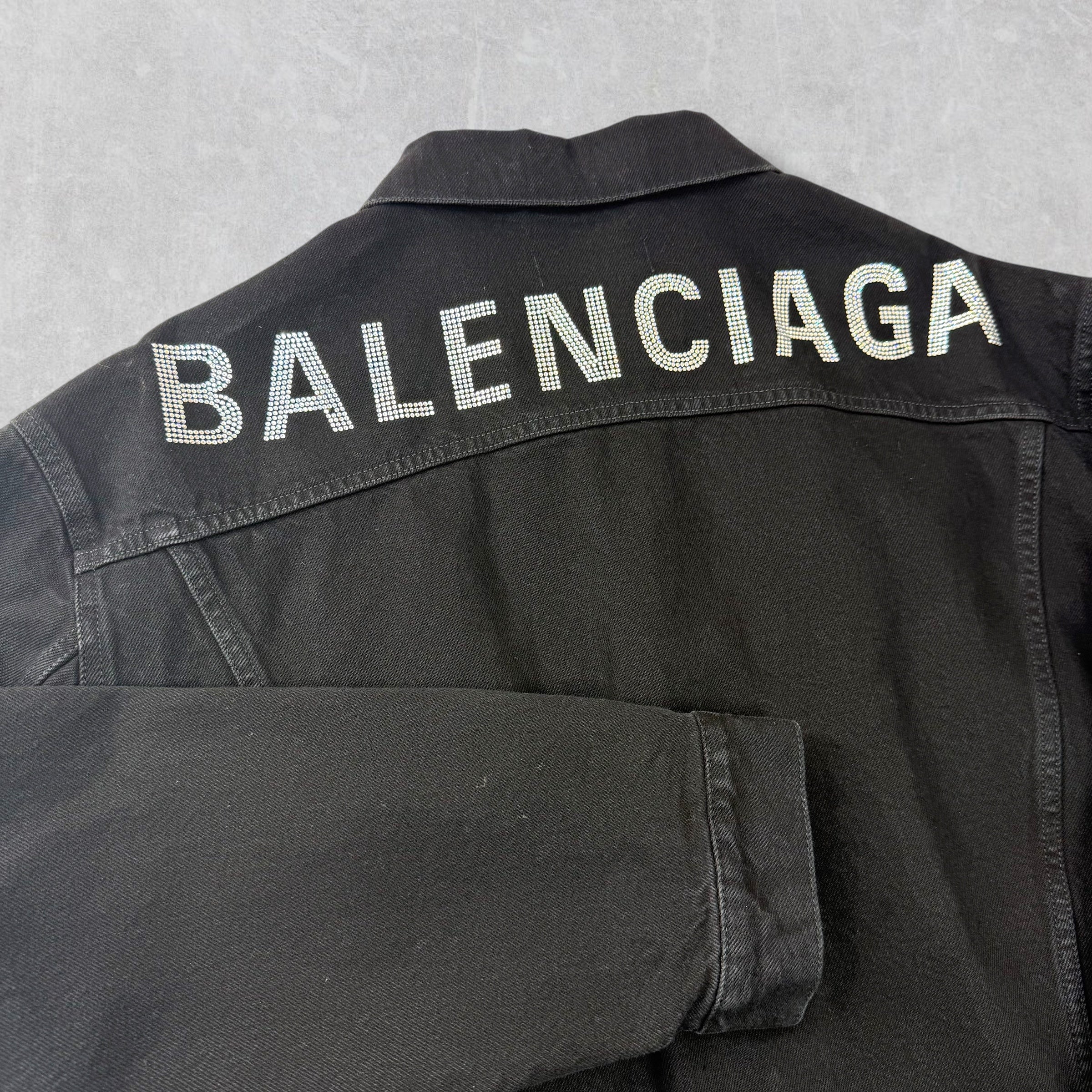 Balenciaga Crystal Logo Denim Jacket 36 (M)