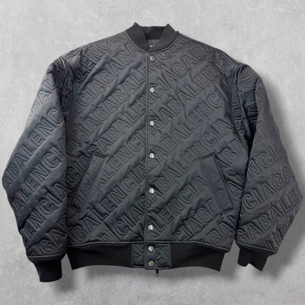Balenciaga All Over Logo Quilted Bomber 42 (L)
